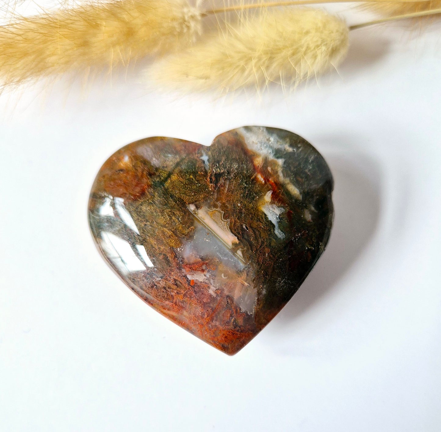 Druzy Red Moss Agate Heart 6-8cm – #50 (perfect for Valentine's Day)