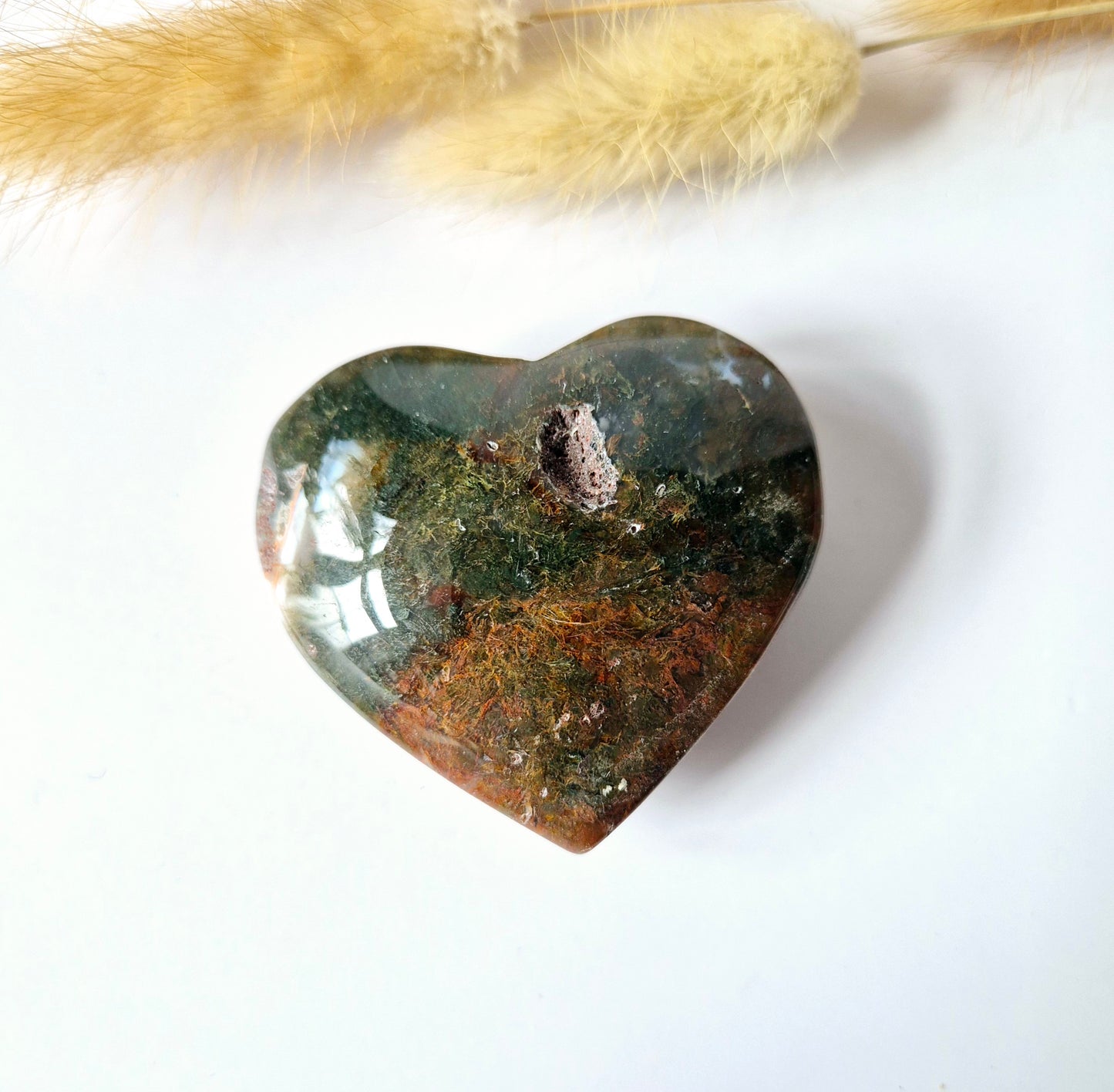 Druzy Red Moss Agate Heart 6-8cm – #50 (perfect for Valentine's Day)