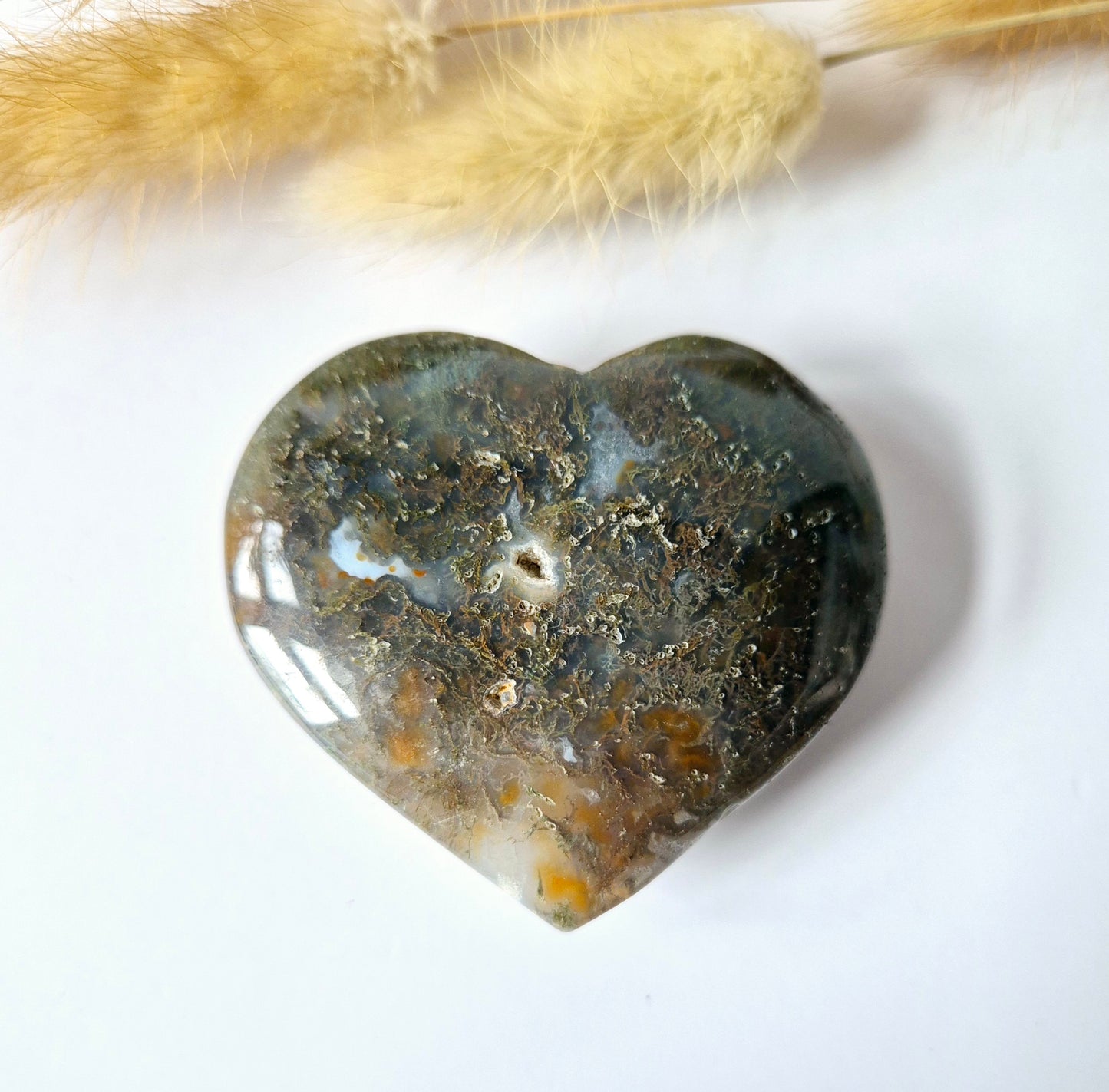 Druzy Red Moss Agate Heart 6-8cm – #51 (perfect for Valentine's Day)