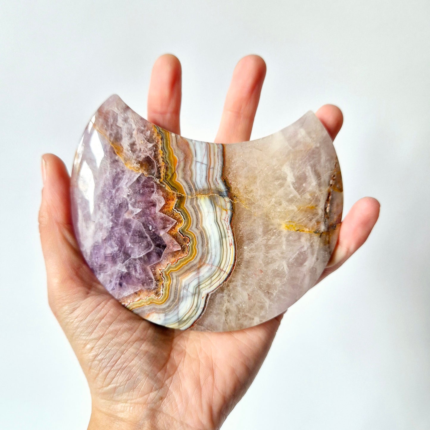 XL Amethist Agaat Edelsteen Maan (346 g) – Inclusief Standaard - #5