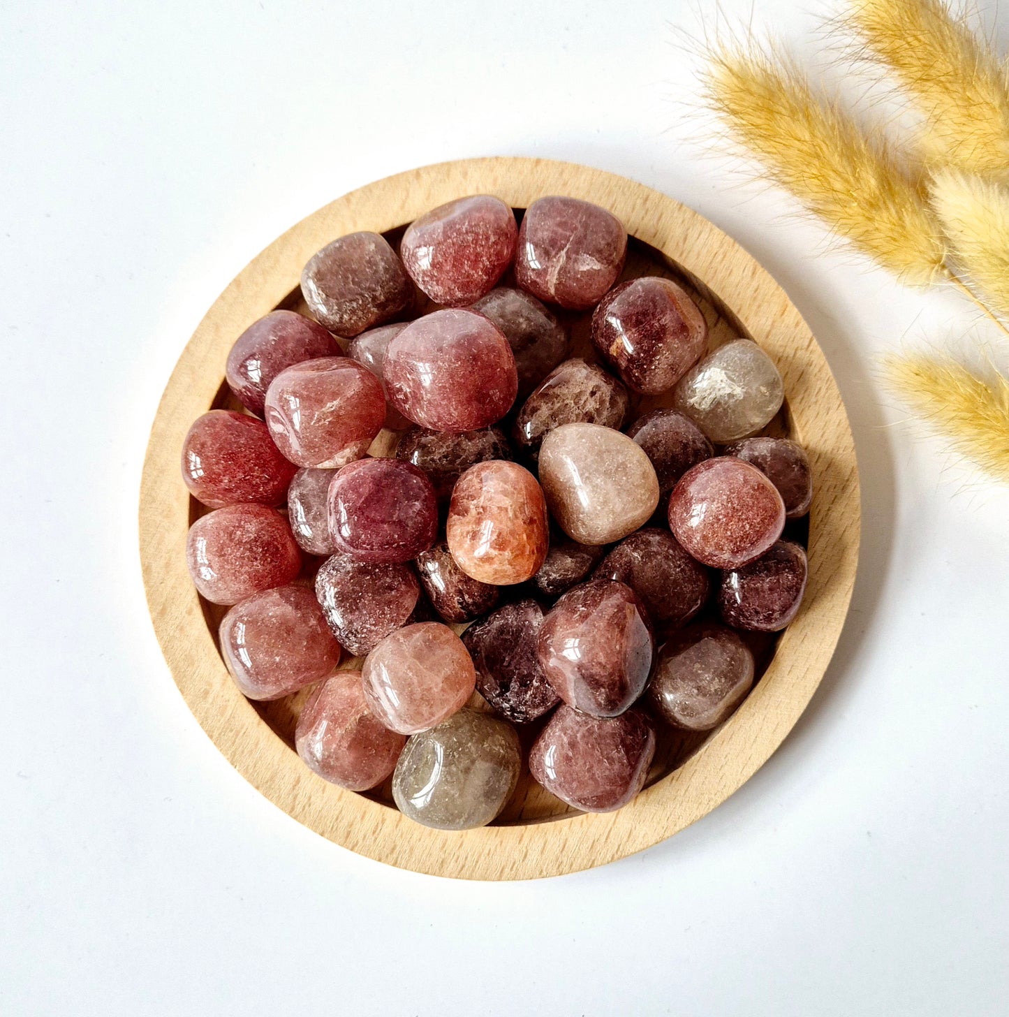 Edelsteen Strawberry Quartz Trommelstenen (2 cm | per 100 gram) Handstenen