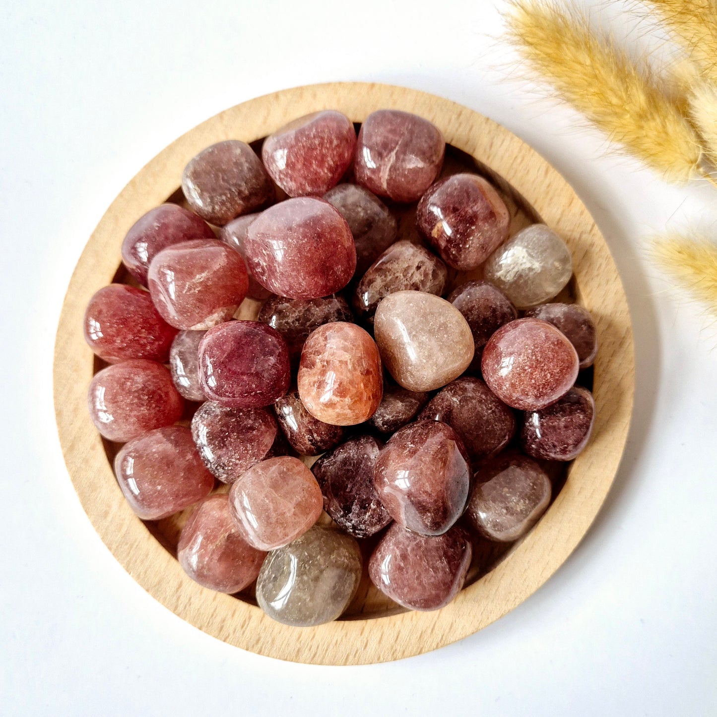 Edelsteen Strawberry Quartz Trommelstenen (2 cm | per 100 gram) Handstenen