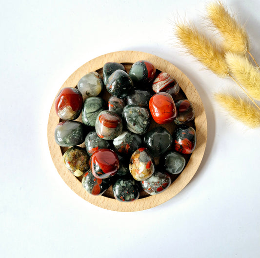 Gemstone African Bloodstone Tumbled Stones (2 cm | per 100 grams) Hand Stones