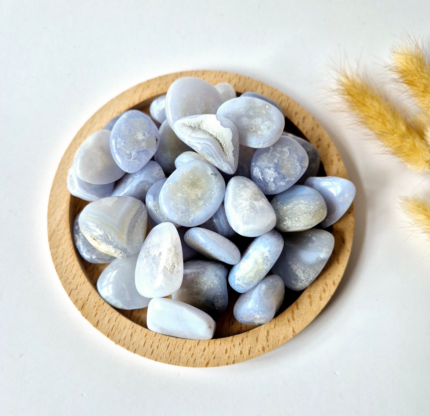 Edelsteen Druzy Blue Lace Agate Trommelstenen - 3cm (per 100 gram) Palmstenen