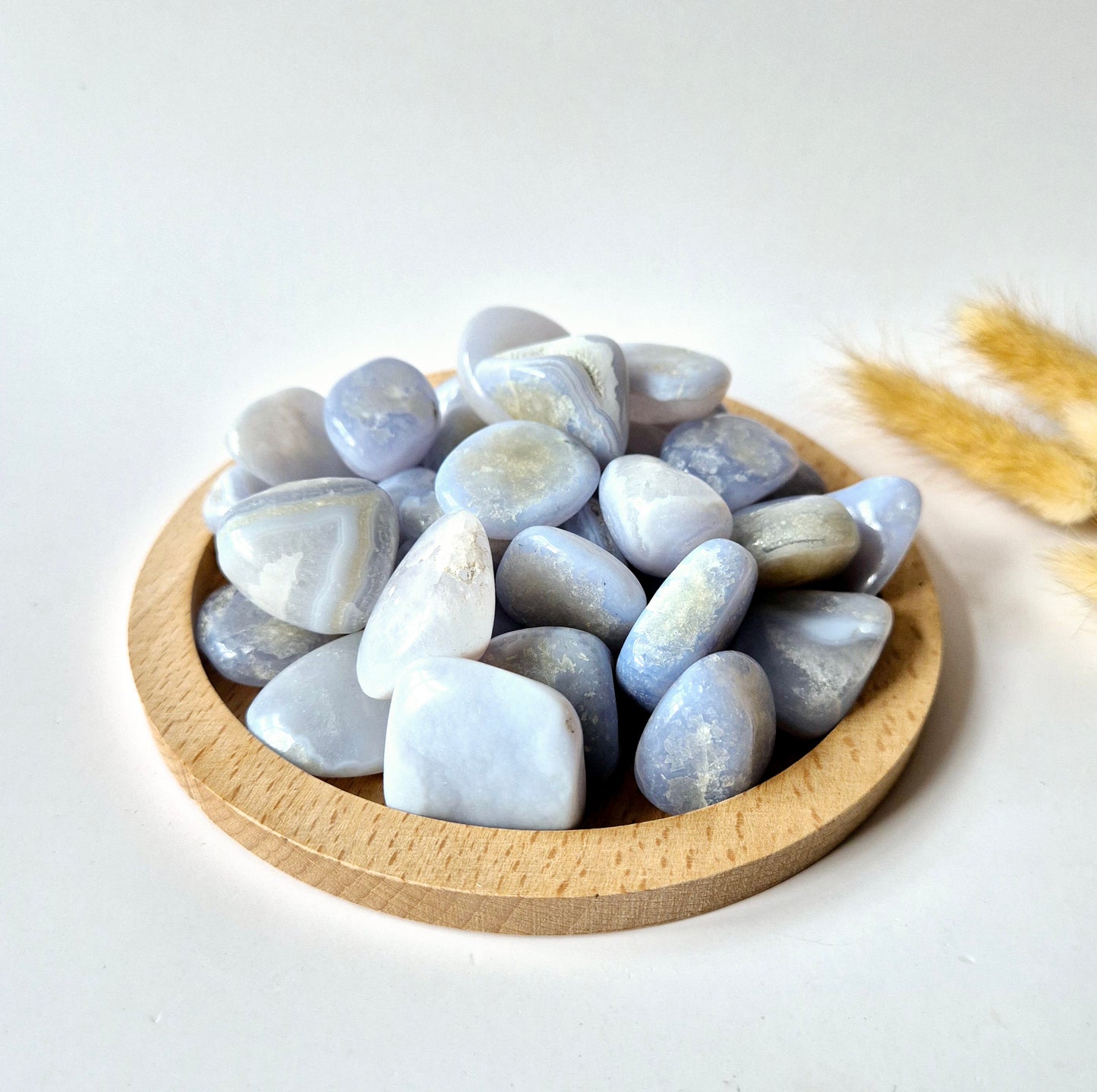 Edelsteen Druzy Blue Lace Agate Trommelstenen - 3cm (per 100 gram) Palmstenen