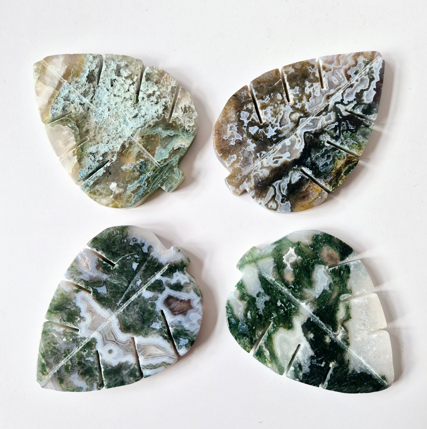 Edelstein Druzy Moss Achat Monstera Blatt (8 x 5,5 cm) – Natur, Wachstum & Erdung