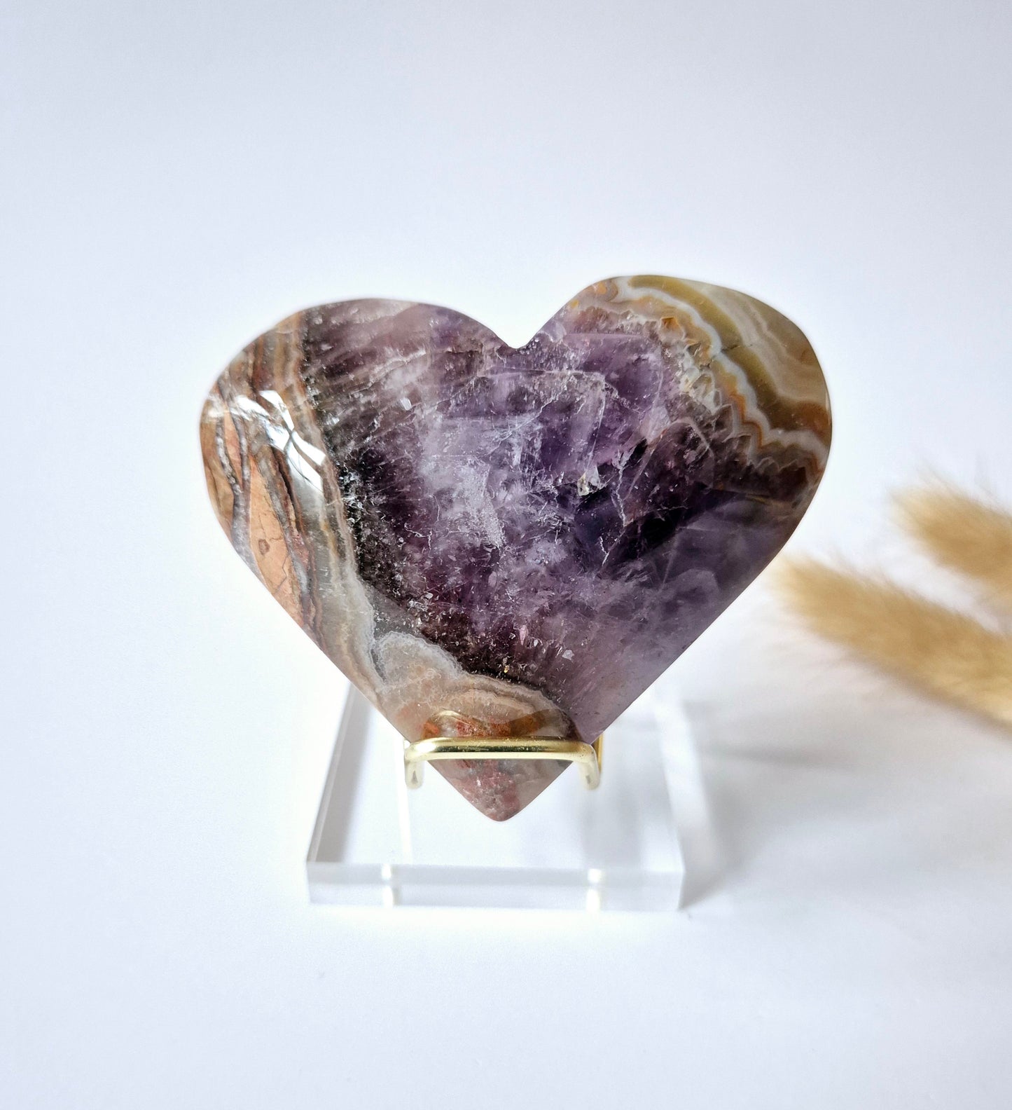 Amethist Agaat Edelsteen Hart (200g) – Inclusief Standaard - #5