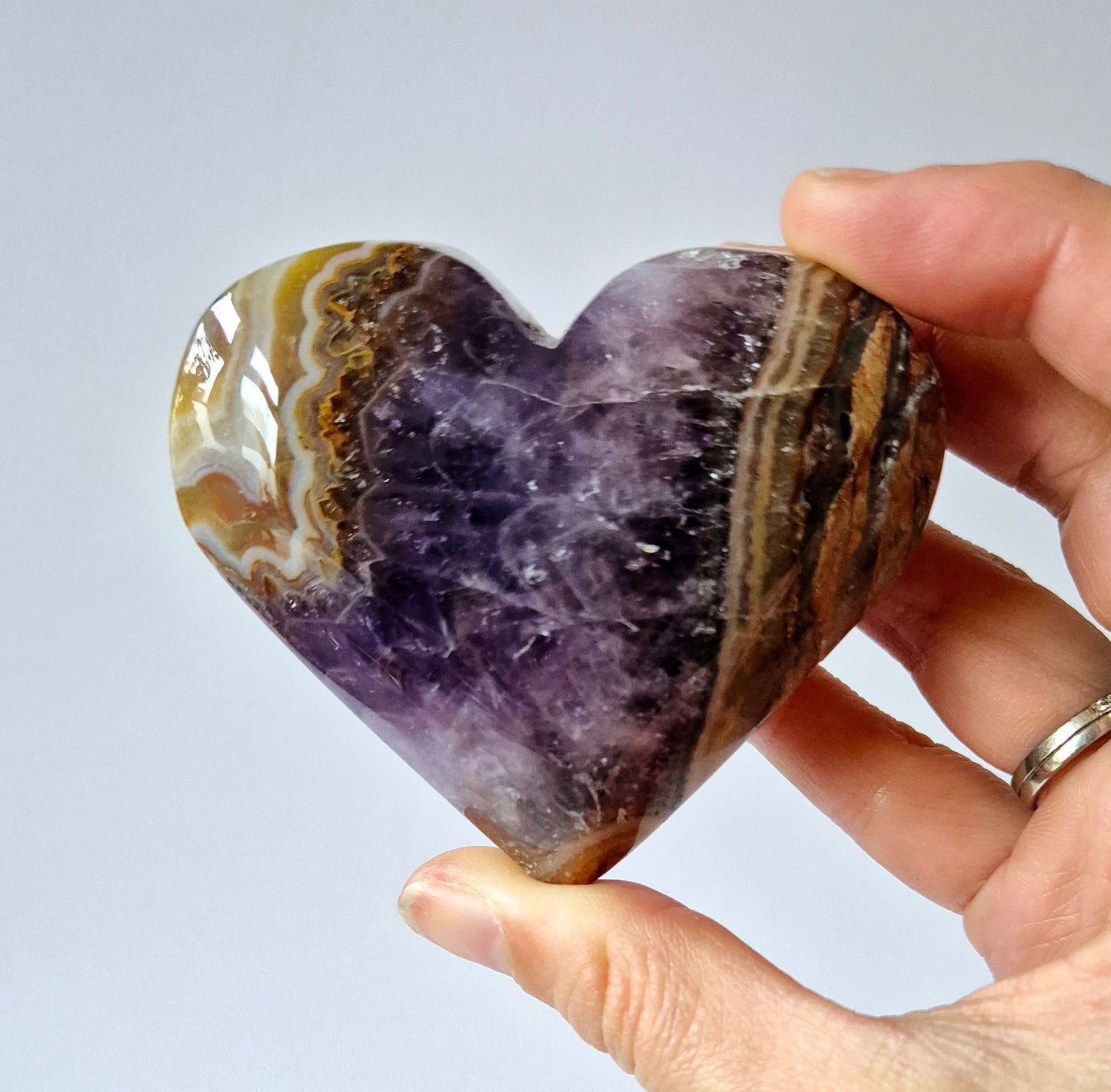 Amethist Agaat Edelsteen Hart (200g) – Inclusief Standaard - #5