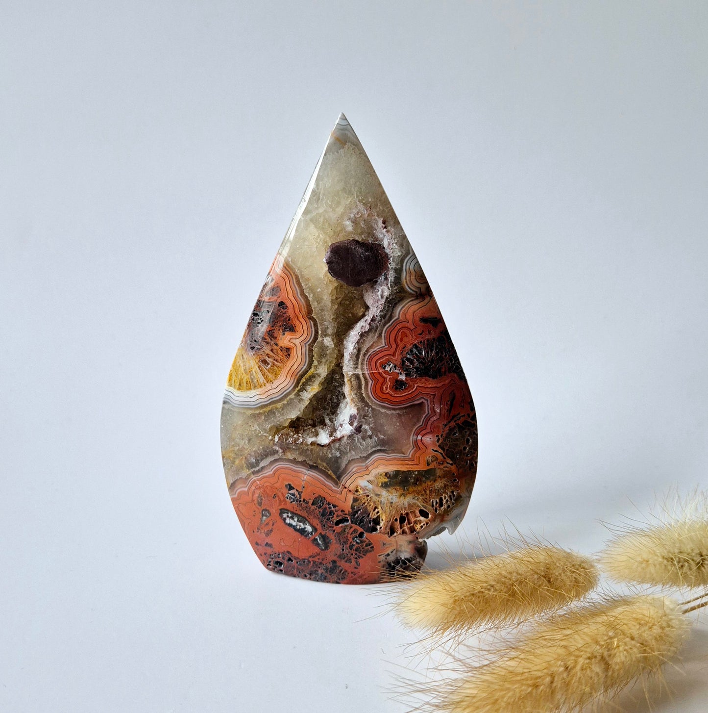 Crazy Mexican Agate - Druppelvormige Drop Staande Edelsteen Kristal - #2 290gram 12,5x7cm