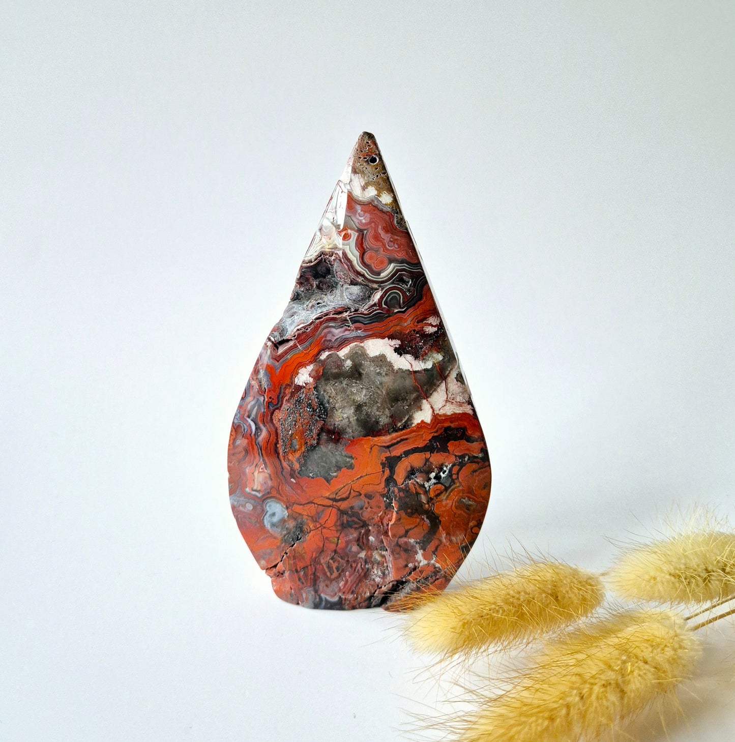 Crazy Mexican Agate - Druppelvormige Drop Staande Edelsteen Kristal - #3 277gram 12,5x7cm