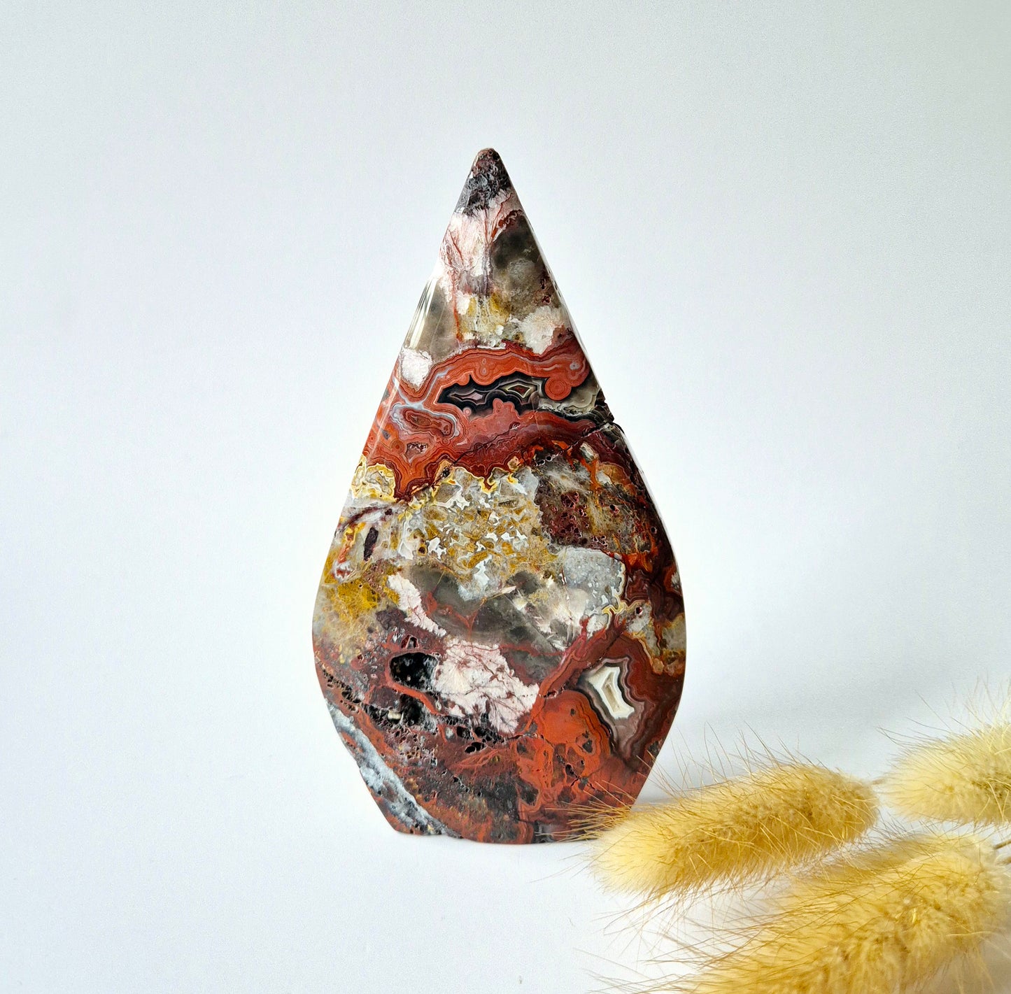 Crazy Mexican Agate - Druppelvormige Drop Staande Edelsteen Kristal - #3 277gram 12,5x7cm