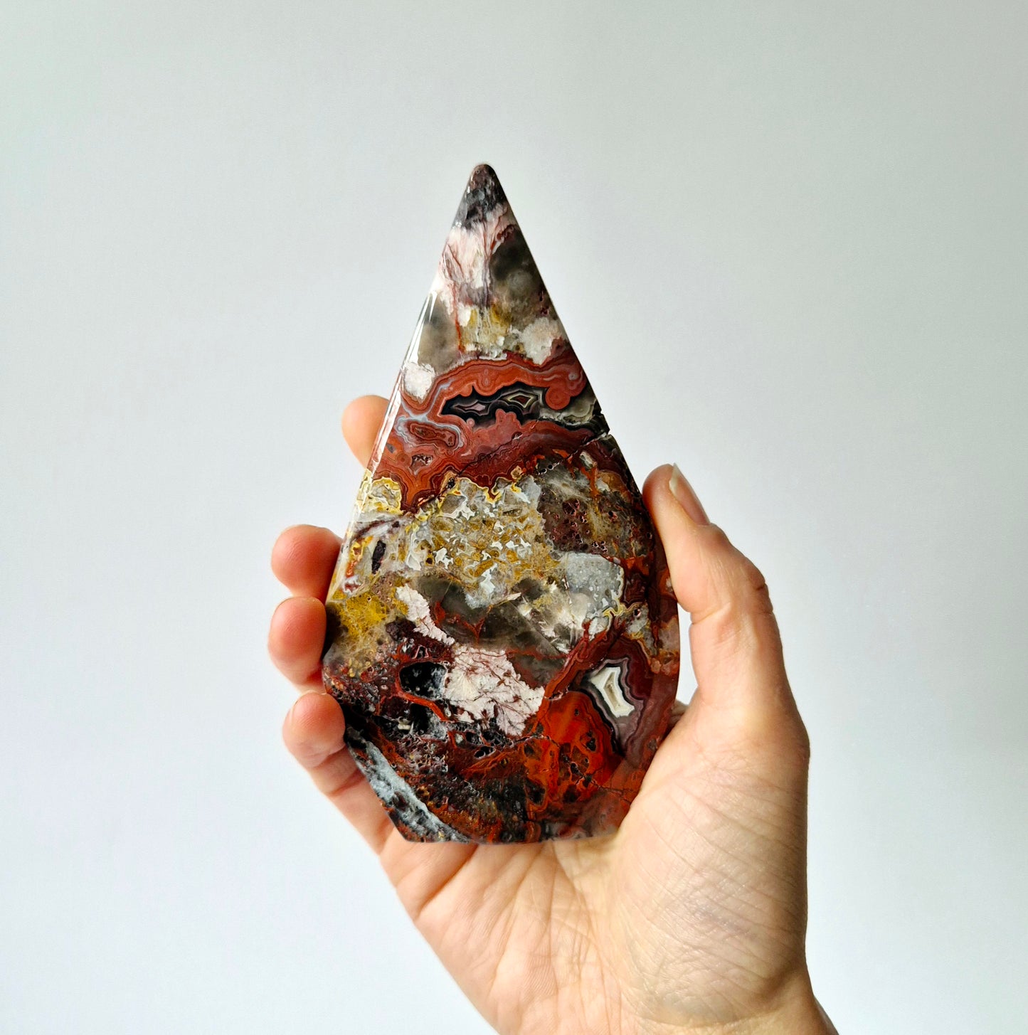 Crazy Mexican Agate - Druppelvormige Drop Staande Edelsteen Kristal - #3 277gram 12,5x7cm