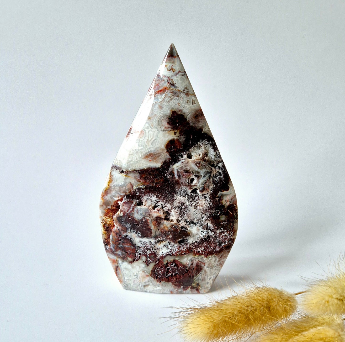 Crazy Mexican Agate - Druppelvormige Drop Staande Edelsteen Kristal - #4 270gram 12x7cm