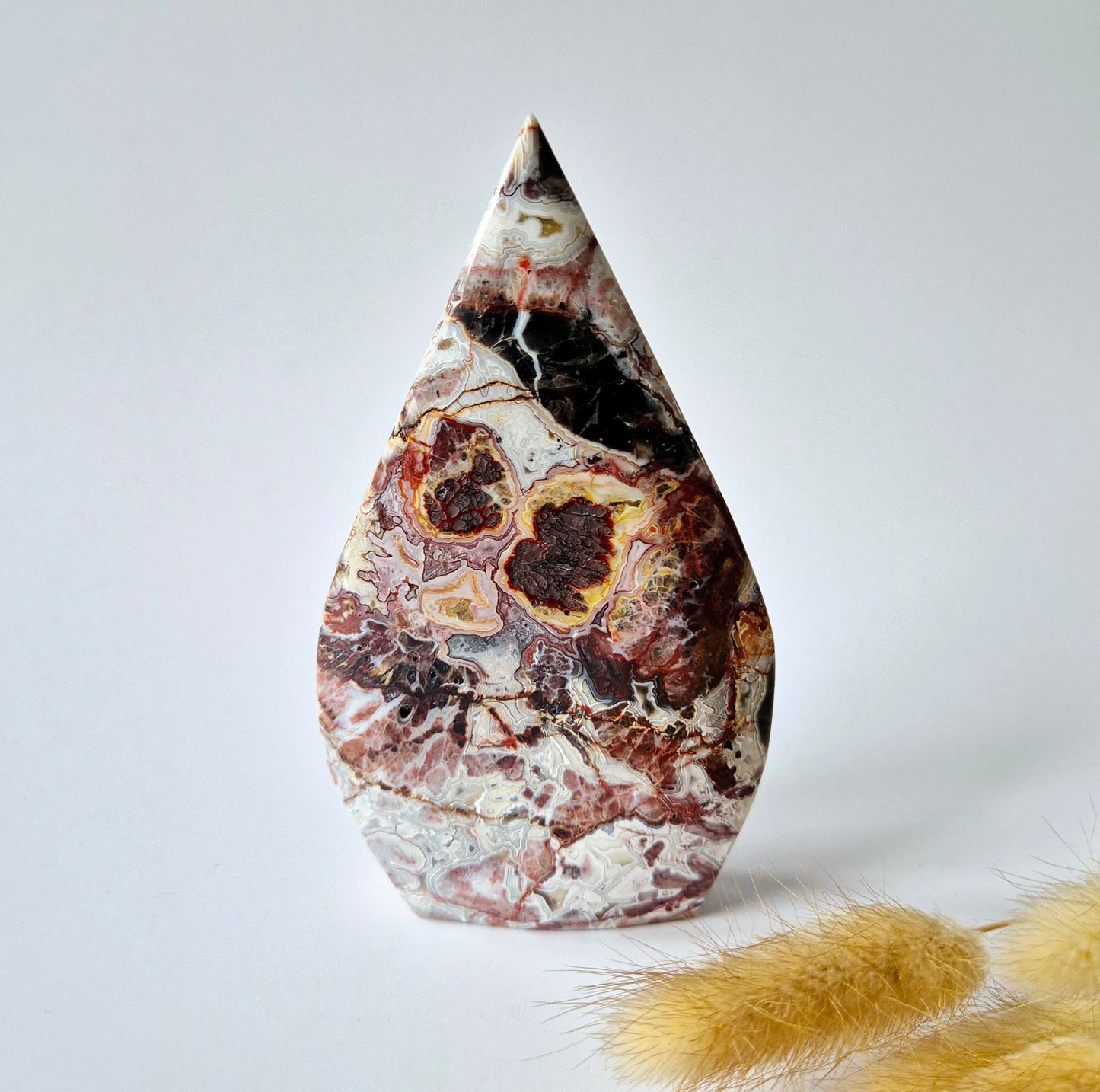 Crazy Mexican Agate - Druppelvormige Drop Staande Edelsteen Kristal - #4 270gram 12x7cm