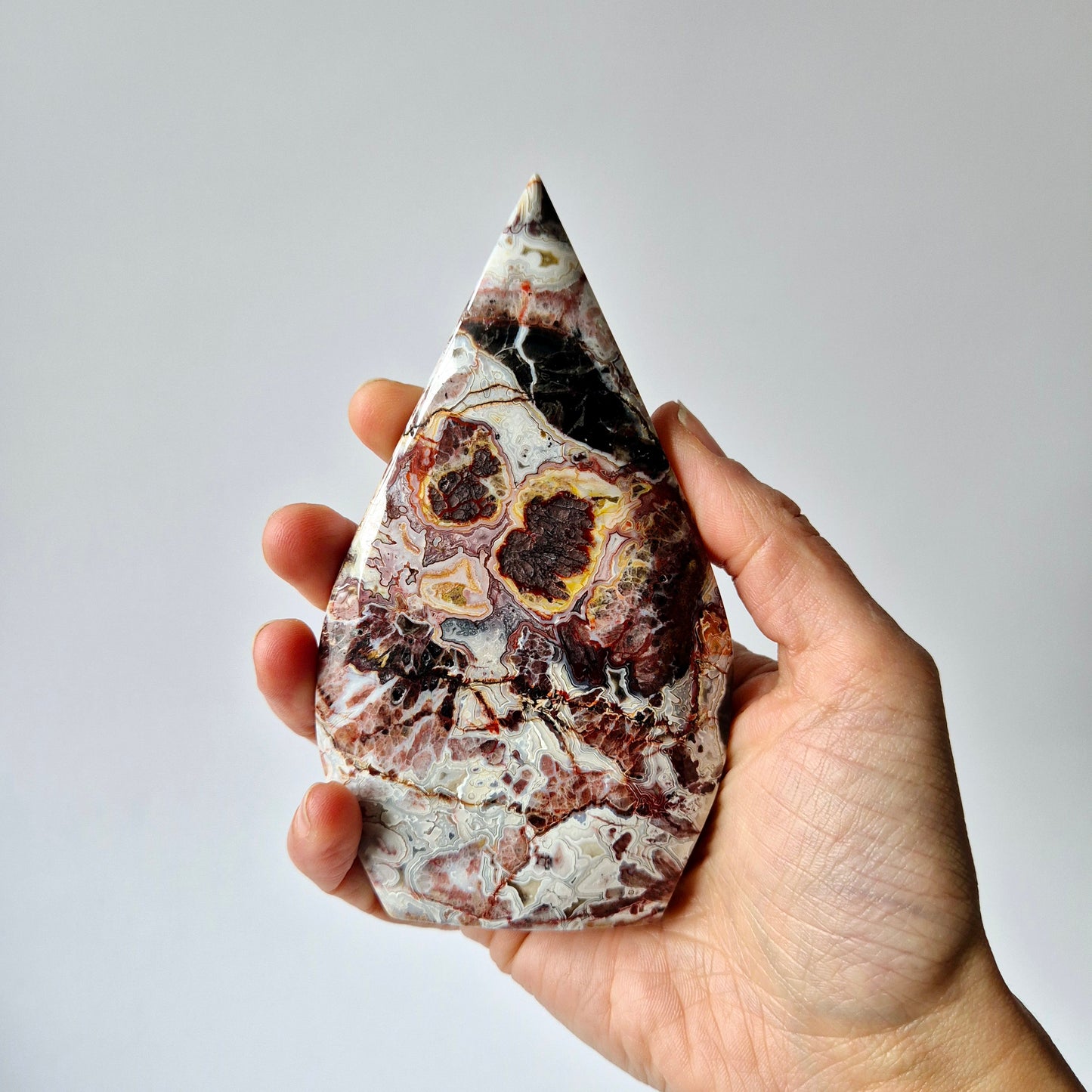 Crazy Mexican Agate - Druppelvormige Drop Staande Edelsteen Kristal - #4 270gram 12x7cm