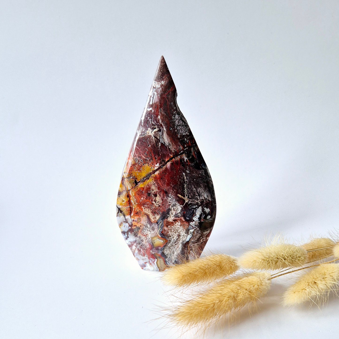 Crazy Mexican Agate - Druppelvormige Drop Staande Edelsteen Kristal - #5 338gram 14x7cm