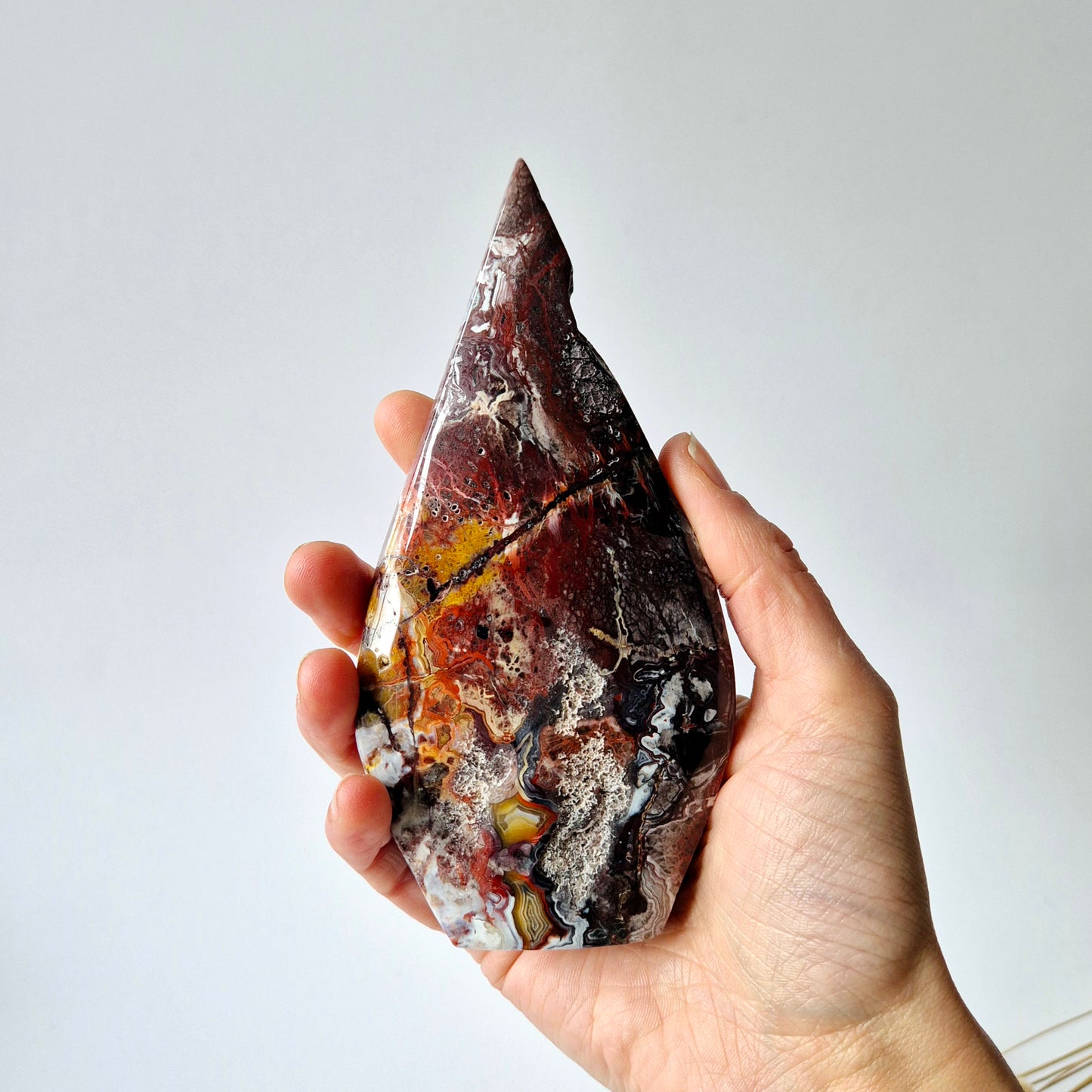 Crazy Mexican Agate - Druppelvormige Drop Staande Edelsteen Kristal - #5 338gram 14x7cm