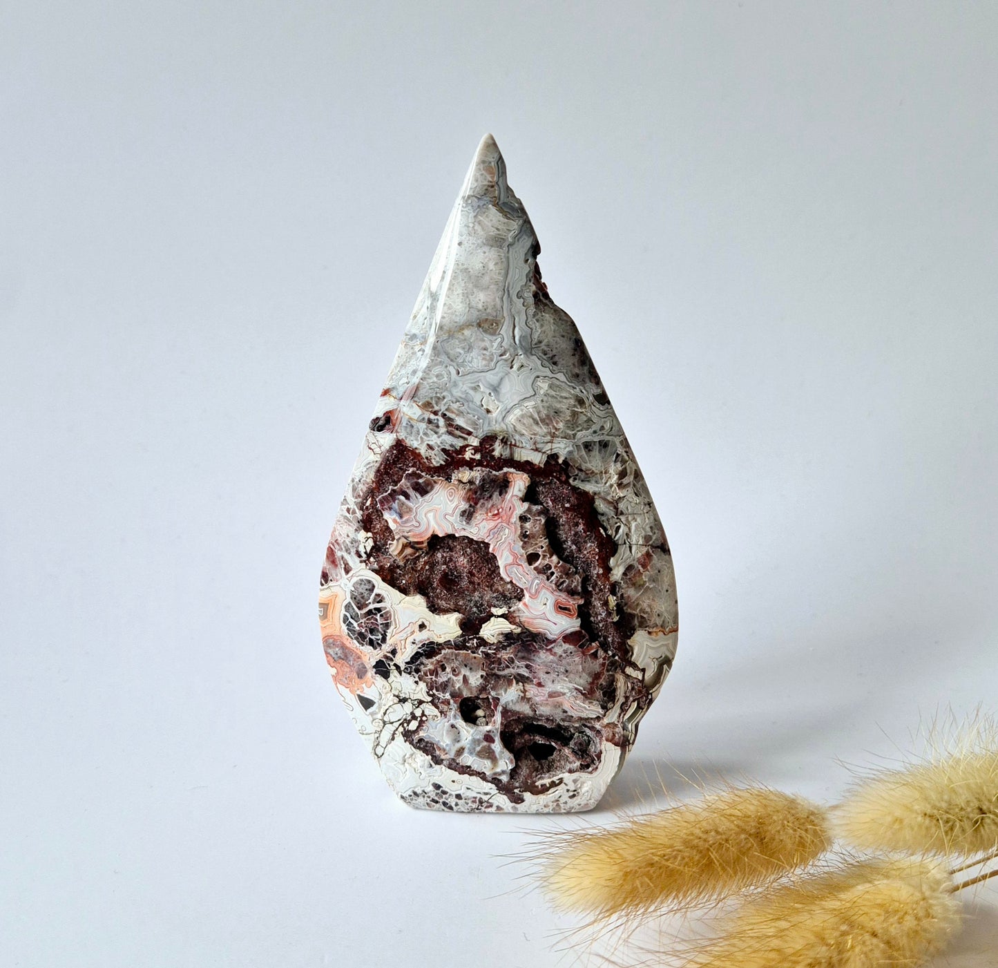 Crazy Mexican Agate - Druppelvormige Drop Staande Edelsteen Kristal - #6 305gram 13x7cm