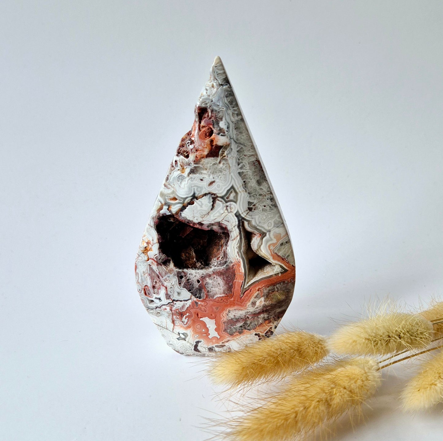 Crazy Mexican Agate - Druppelvormige Drop Staande Edelsteen Kristal - #6 305gram 13x7cm