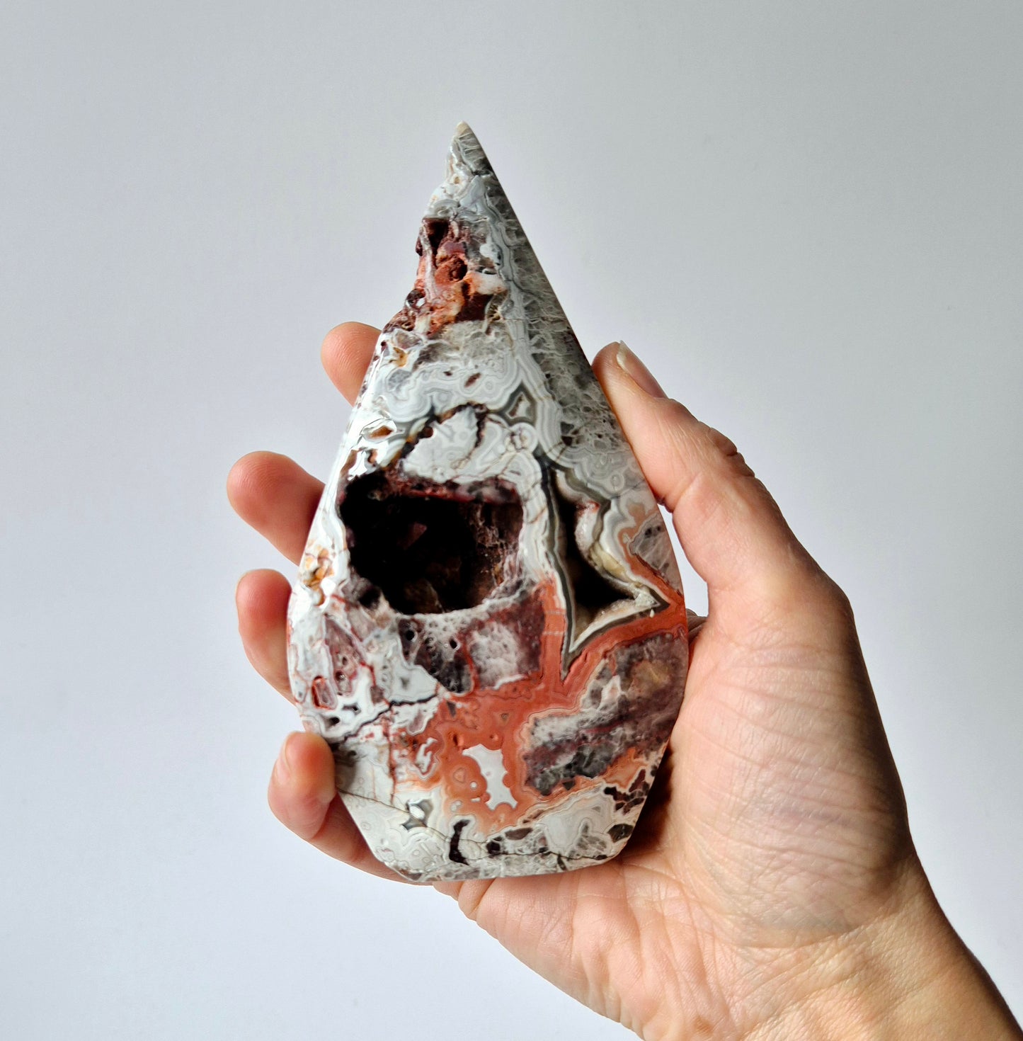 Crazy Mexican Agate - Druppelvormige Drop Staande Edelsteen Kristal - #6 305gram 13x7cm