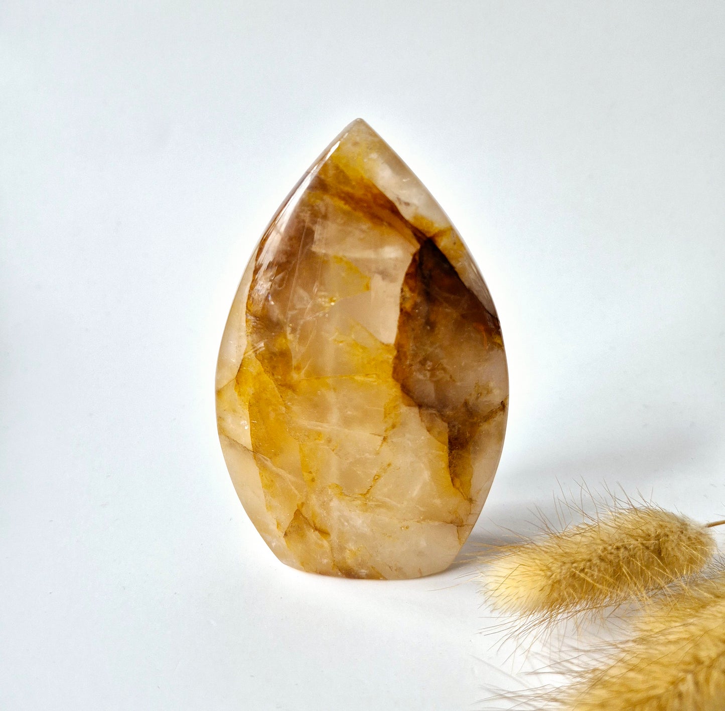 Golden Healer - Druppelvormige Drop Staande Edelsteen Kristal Flame