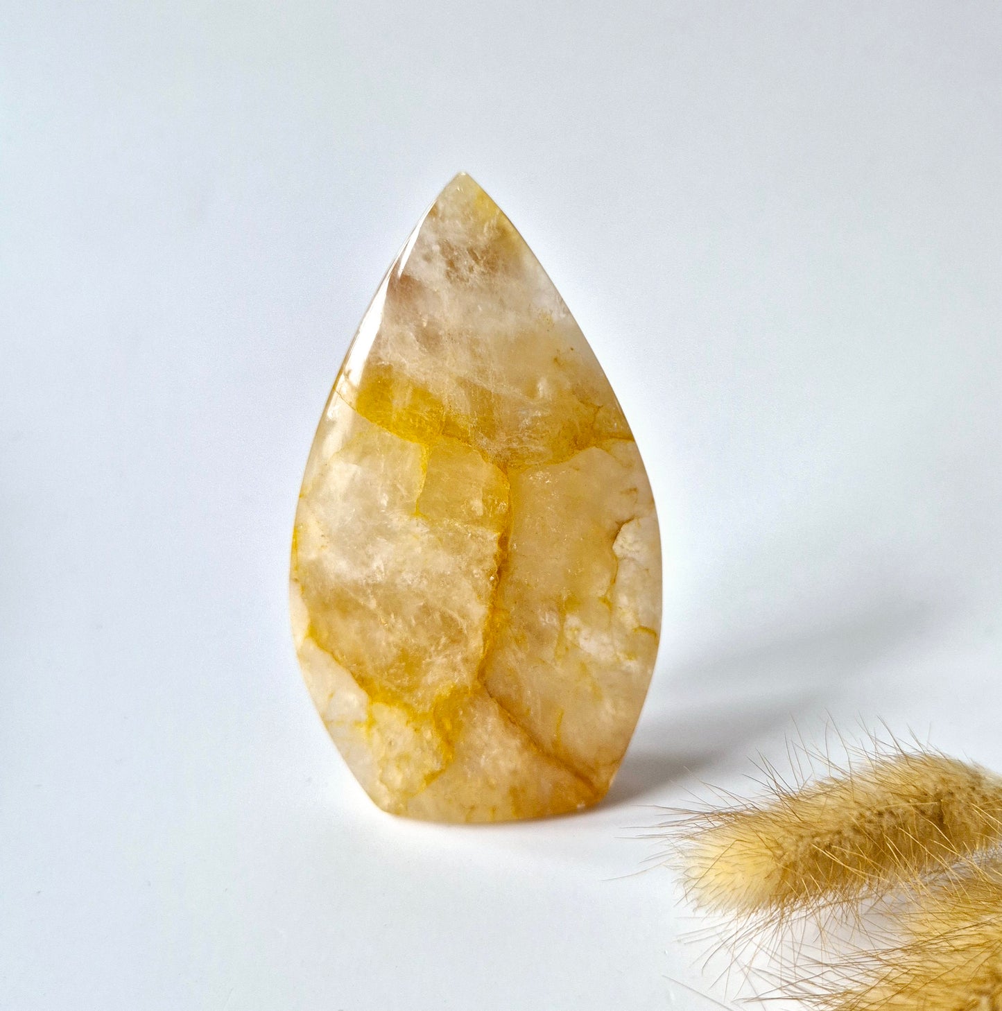 Golden Healer - Druppelvormige Drop Staande Edelsteen Kristal Flame