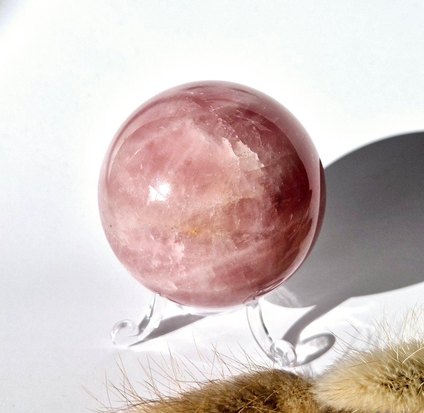 Kristallen Edelsteen Bol Rozenkwarts sphere 60mm Rose Quartz