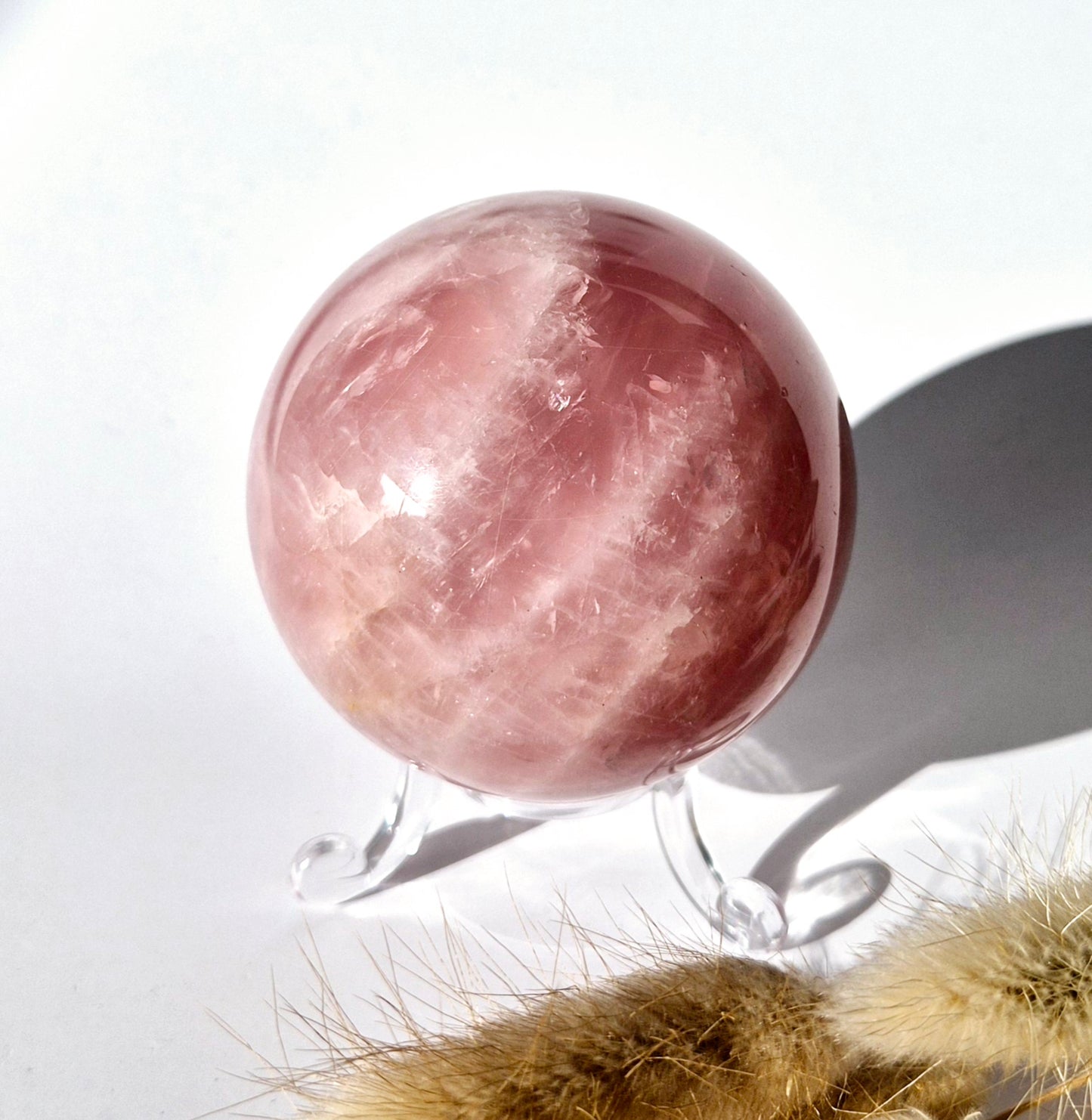 Kristallen Edelsteen Bol Rozenkwarts sphere 60mm Rose Quartz