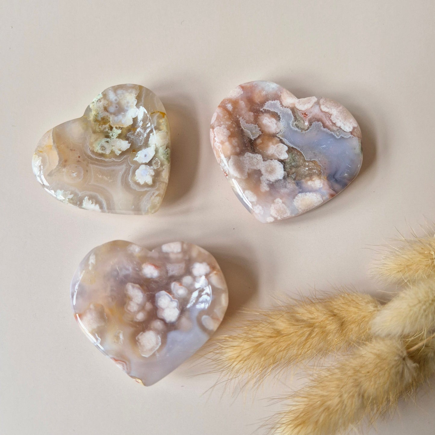 Cherry Blossom Agate Edelsteen Hartvormig Schaaltje (ca. 5 cm) – Liefde, Groei & Harmonie