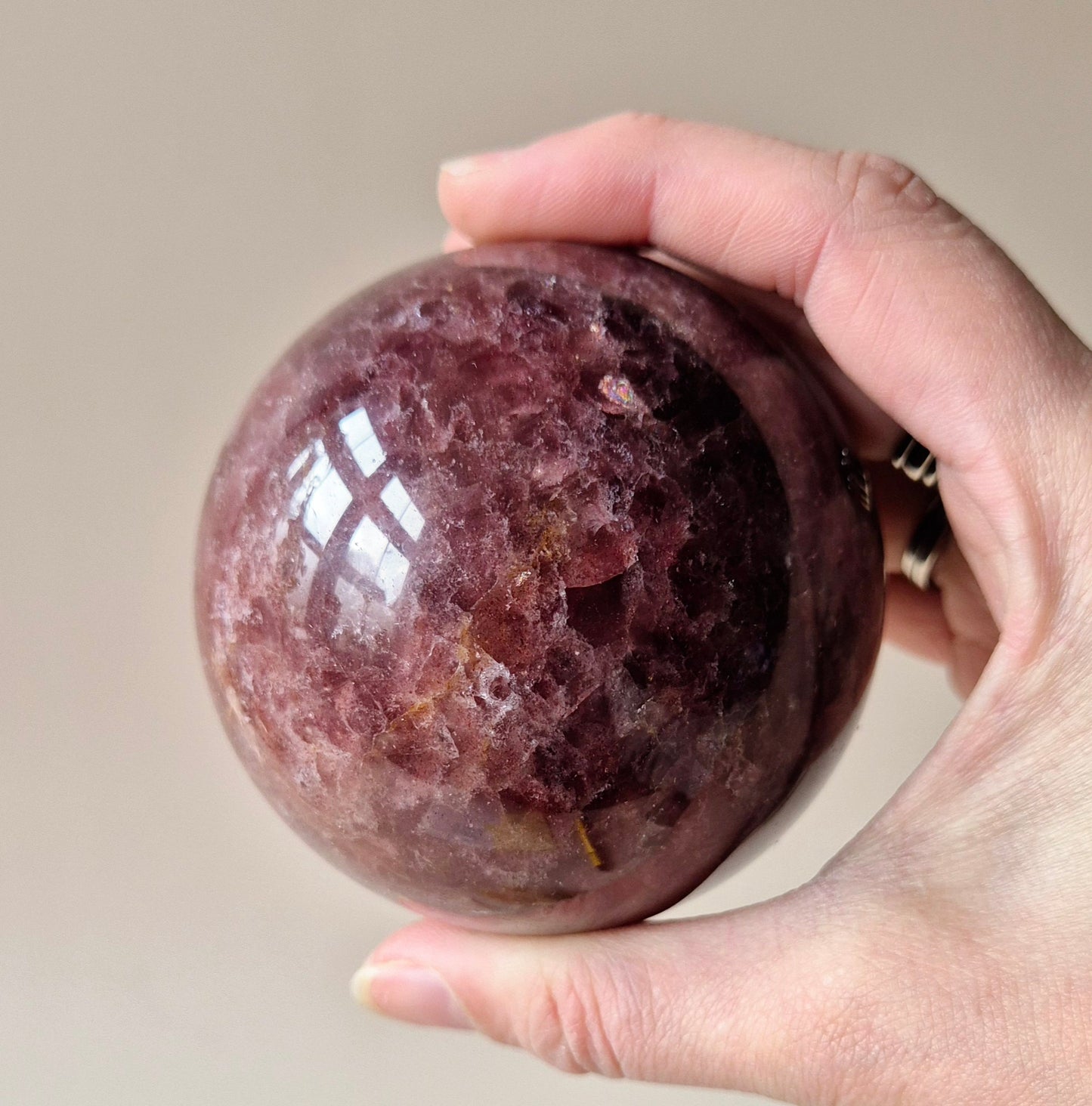 XL Crystal Ball Strawberry Quartz 75mm Gemstone Crystal Sphere 577gr