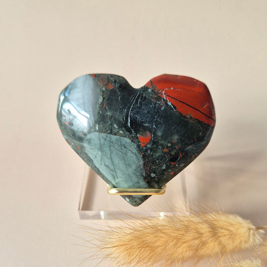 Gemstone African Bloodstone Heart Palm Stone