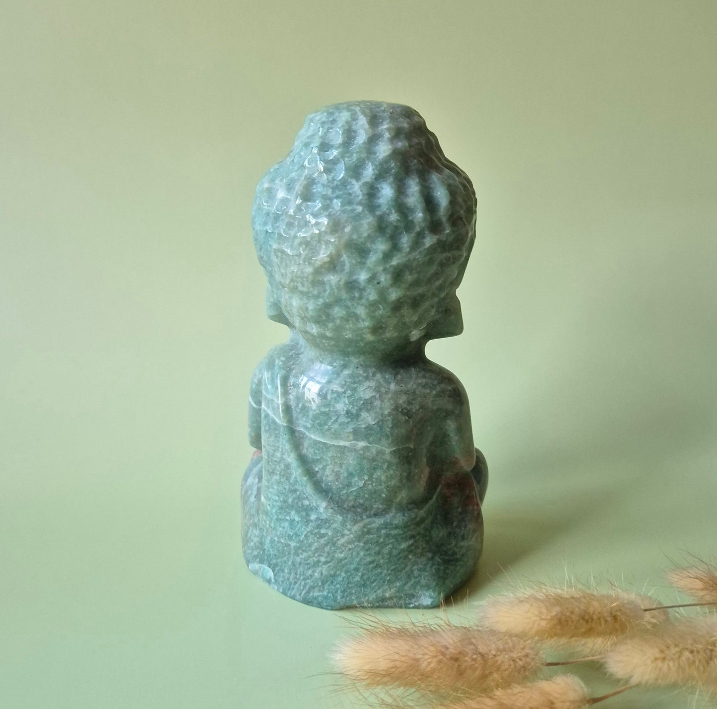 XL Edelsteen 15cm Amazoniet Boeddha (1053 g) – Harmonie, Kalmte & Zelfexpressie