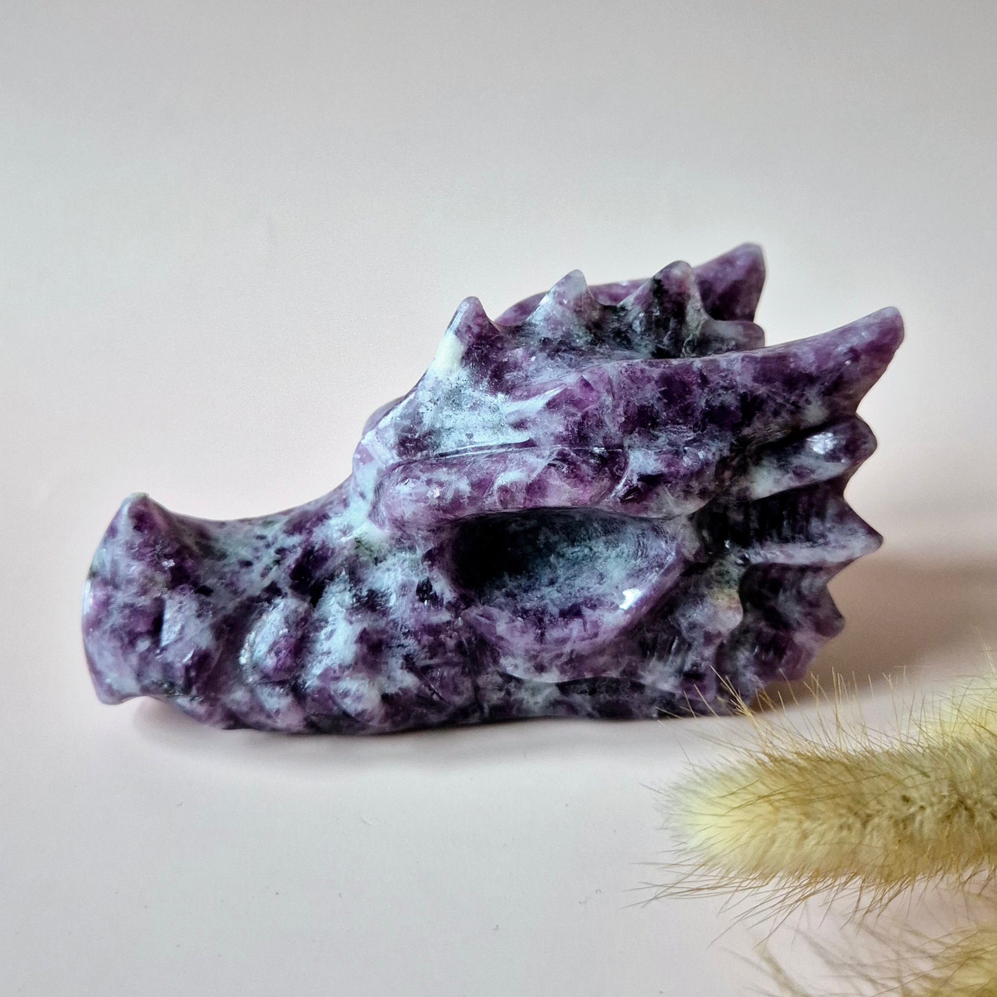 Edelsteen Paarse Mica Drakenschedel | Mystiek, Intuïtie & Krachtige Bescherming Dragon Skull