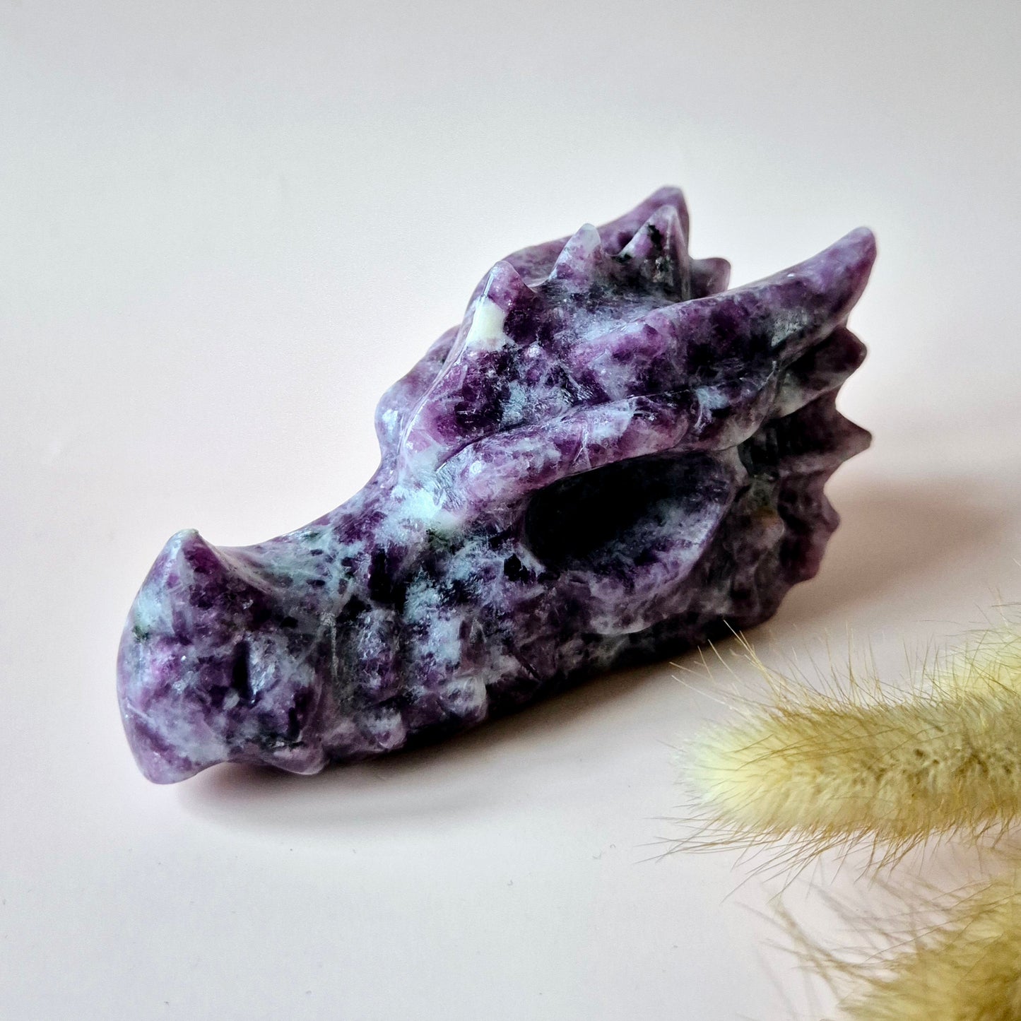 Edelsteen Paarse Mica Drakenschedel | Mystiek, Intuïtie & Krachtige Bescherming Dragon Skull