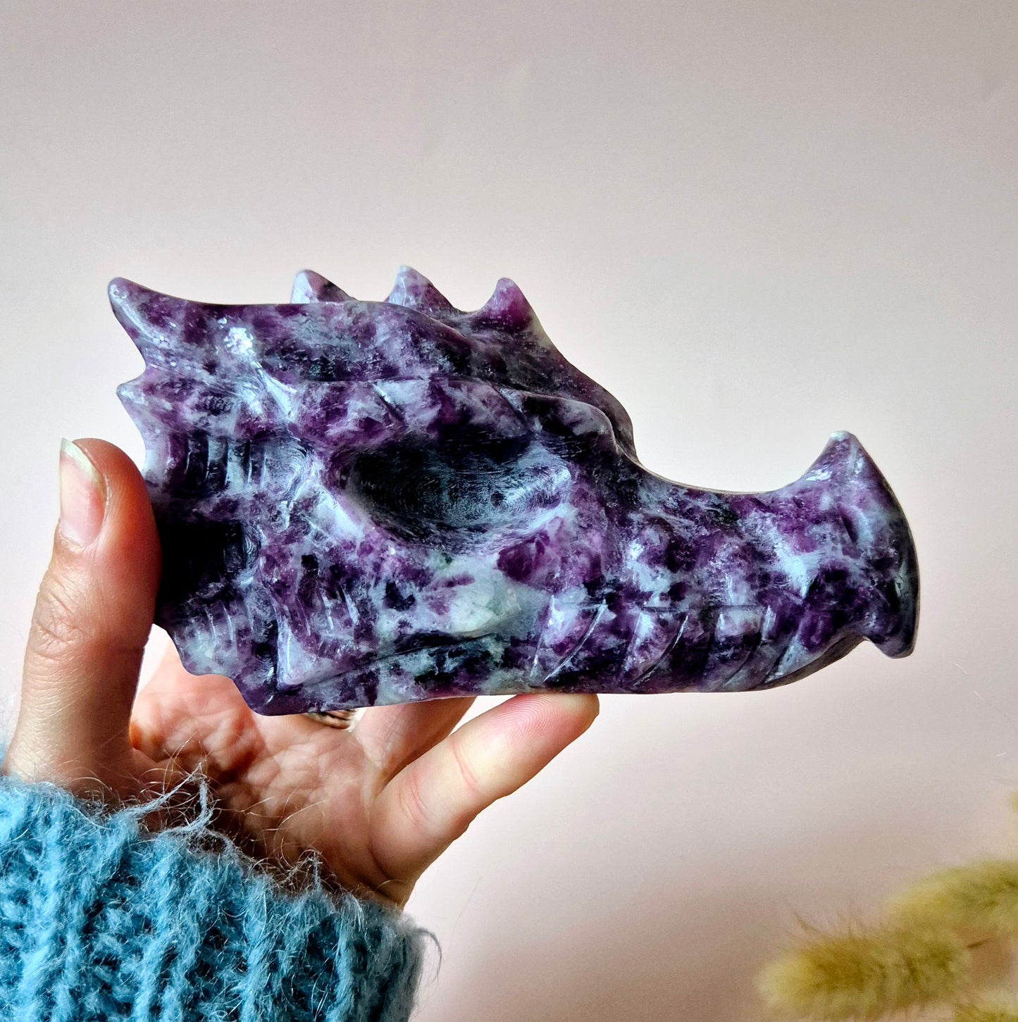 Edelsteen Paarse Mica Drakenschedel | Mystiek, Intuïtie & Krachtige Bescherming Dragon Skull