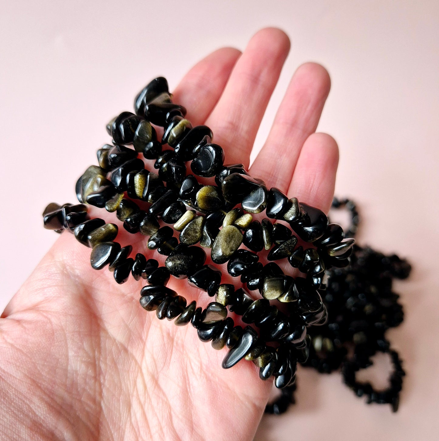 Golden Obsidian Edelsteen Chips Armband – Bescherming, Inzicht & Zelfreflectie