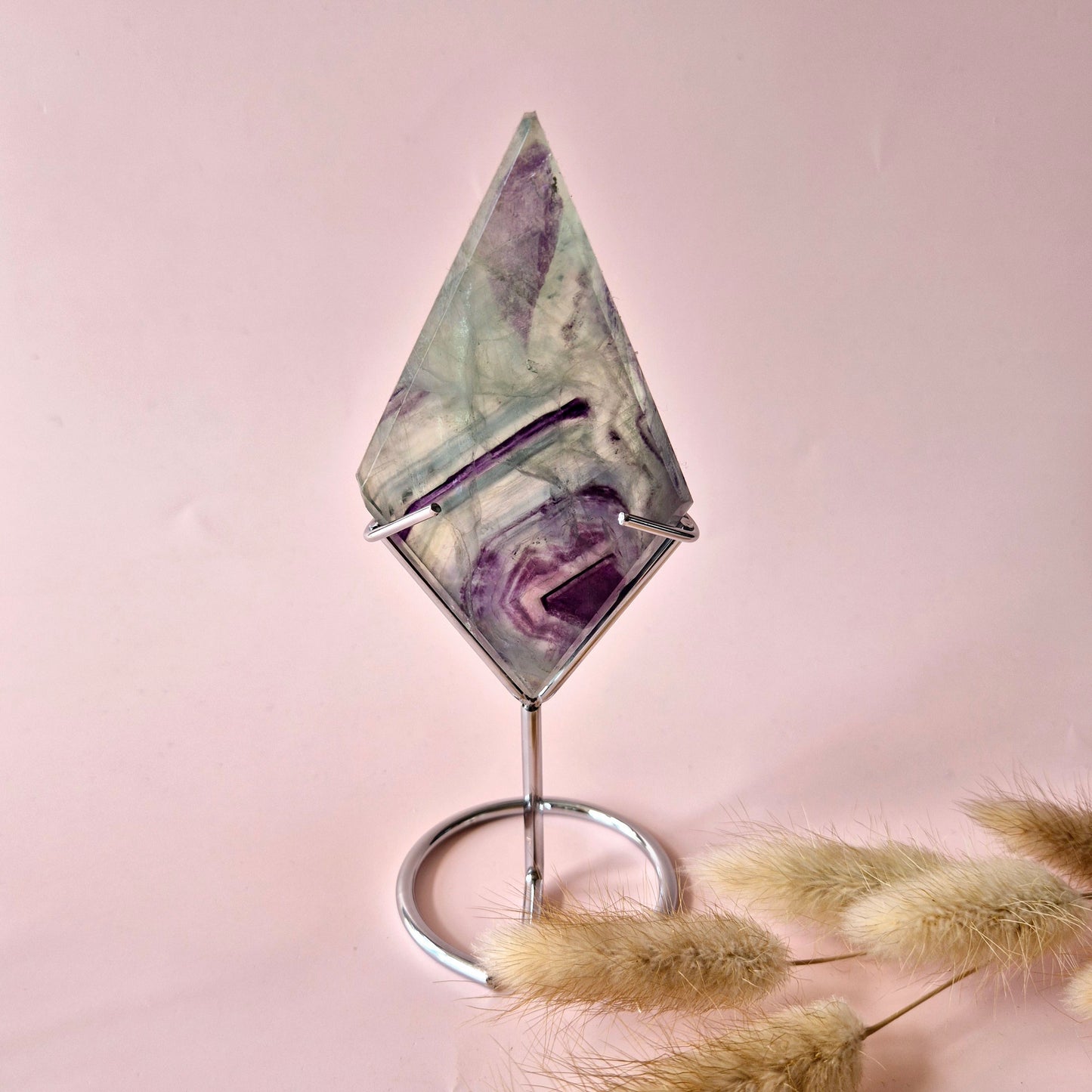 Gemstone Rainbow Fluorite Diamond on Standard #1. 115gram – Clarity, Focus & Spiritual Flow