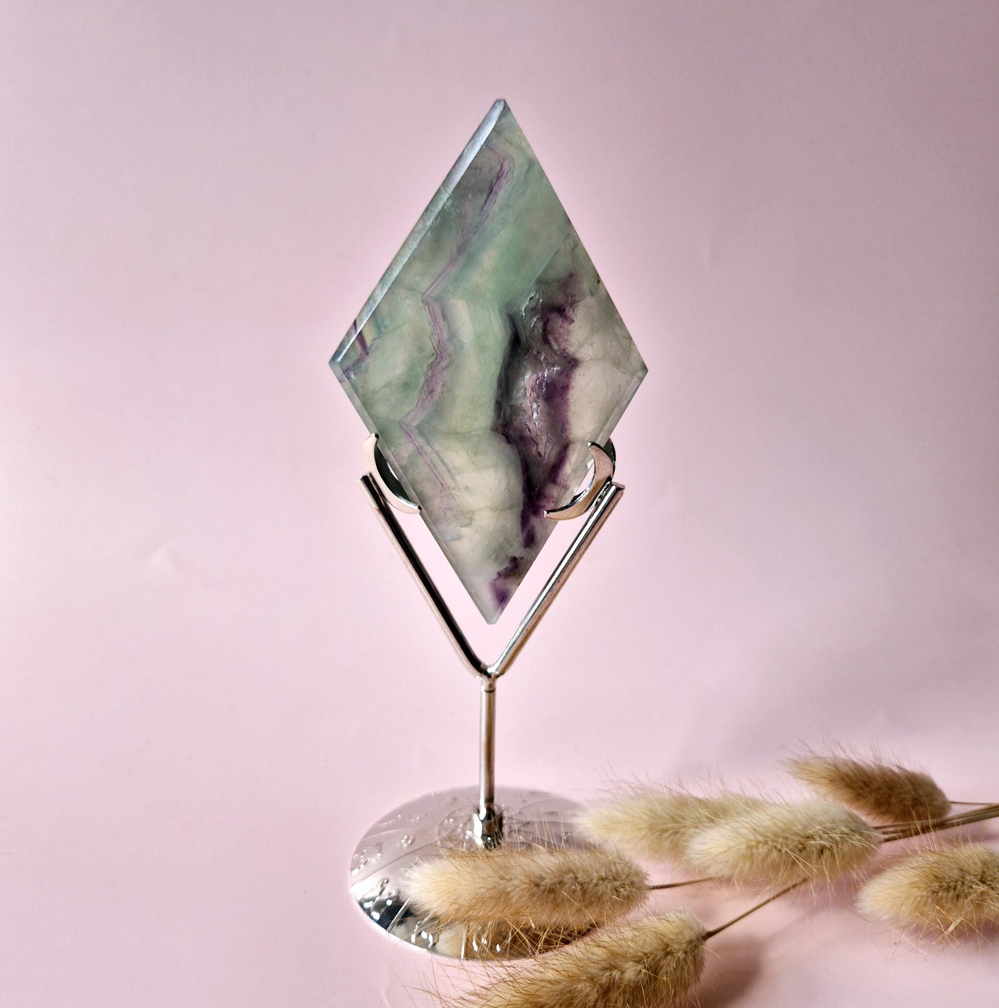 Gemstone Rainbow Fluorite Diamond on Standard #2. 159gram – Clarity, Focus & Spiritual Flow