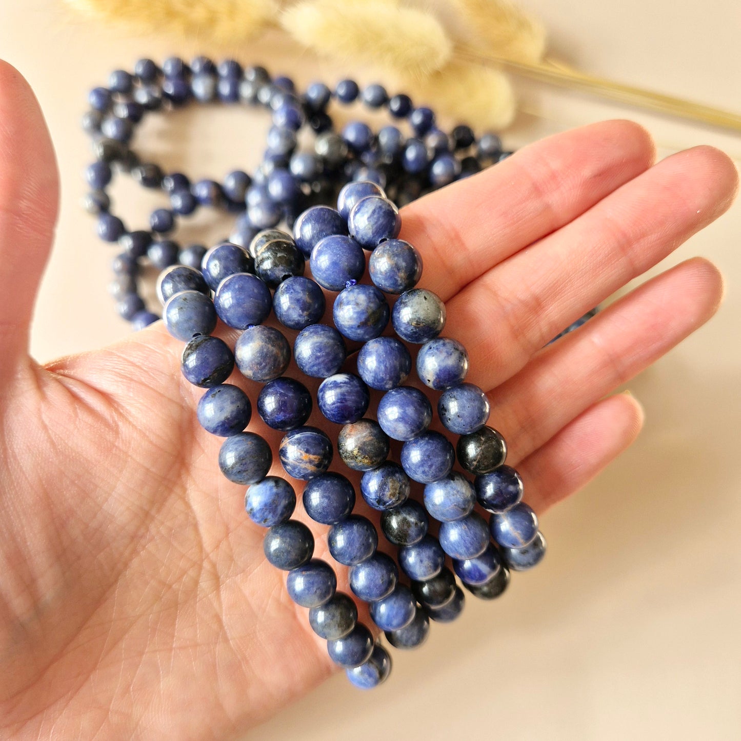 Edelsteen armband met 8mm ronde kralen - Sodaliet / Sodalite