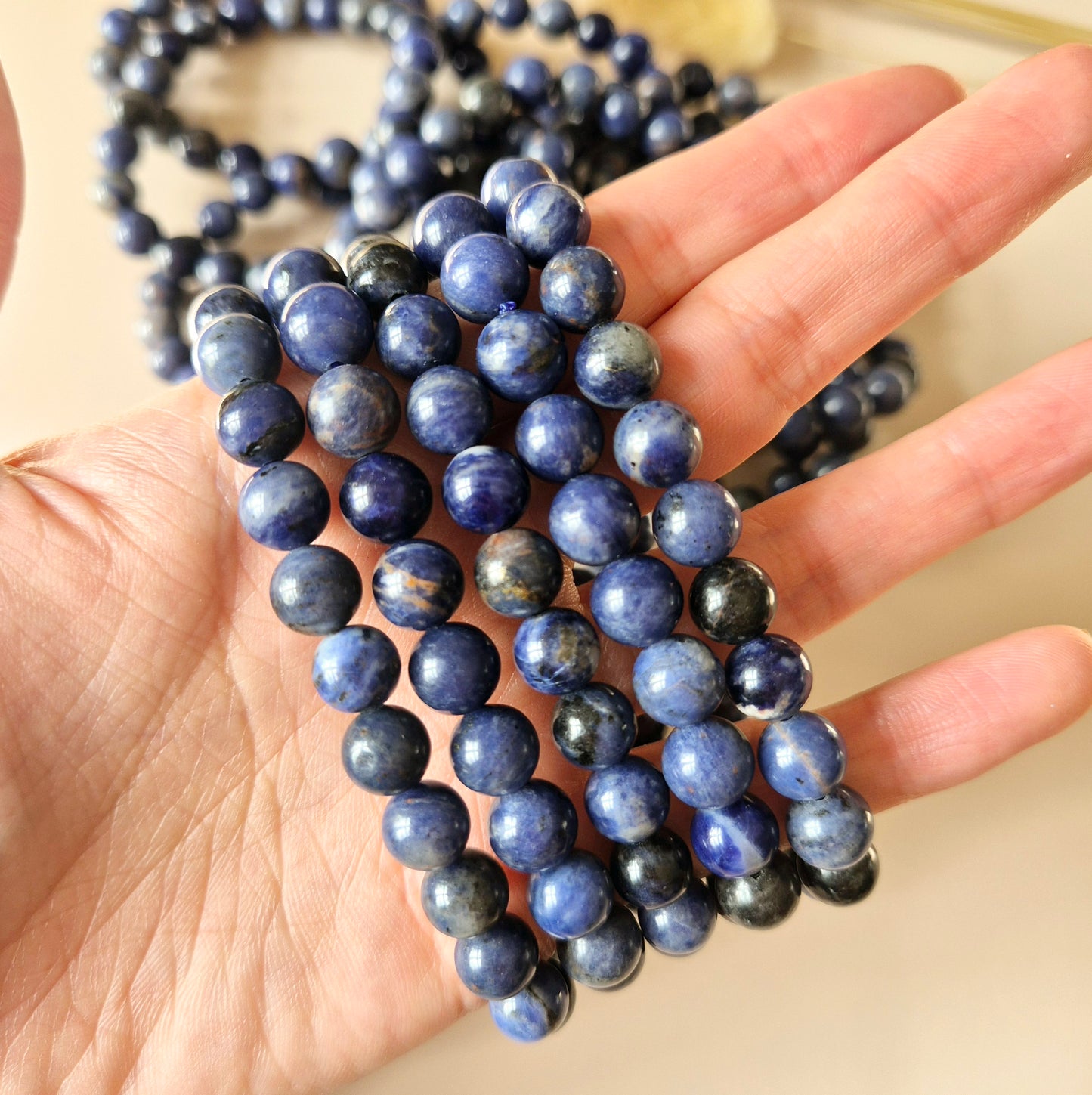 Edelsteen armband met 8mm ronde kralen - Sodaliet / Sodalite