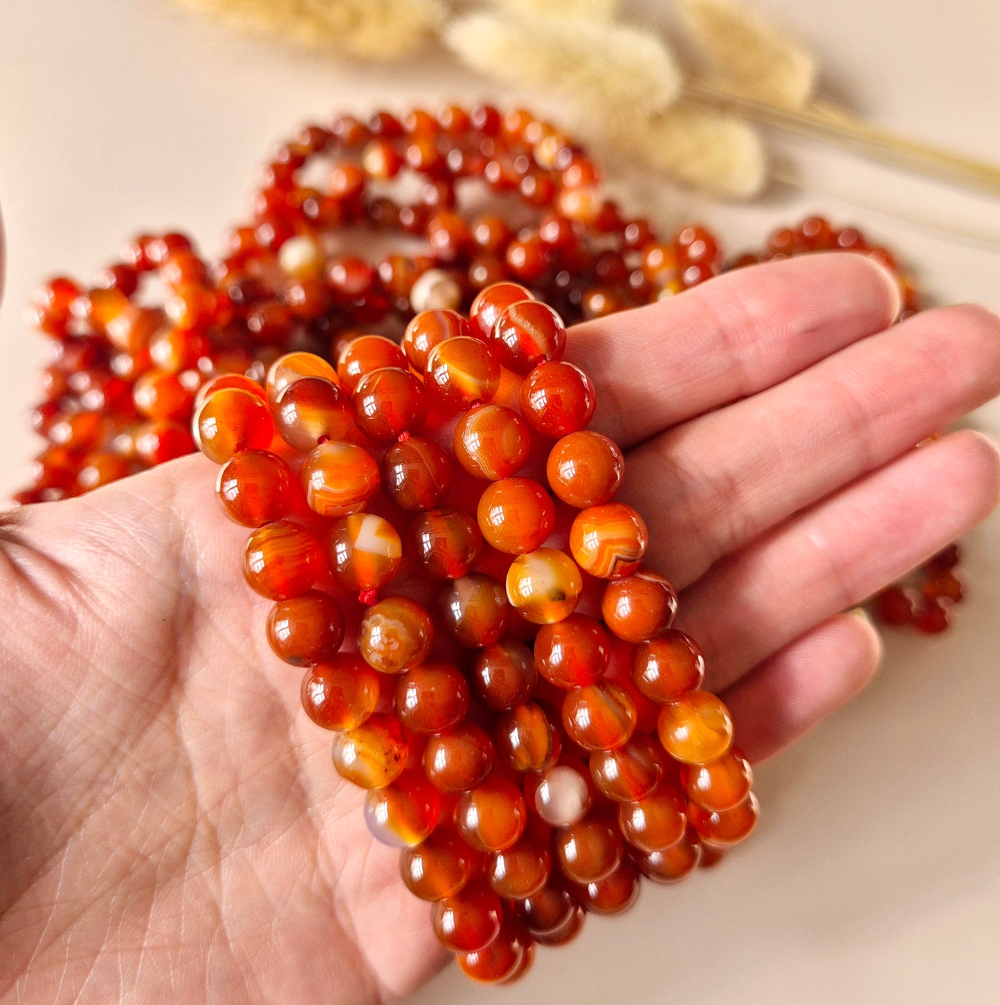 Edelsteen armband met 8mm ronde kralen - Sardonyx