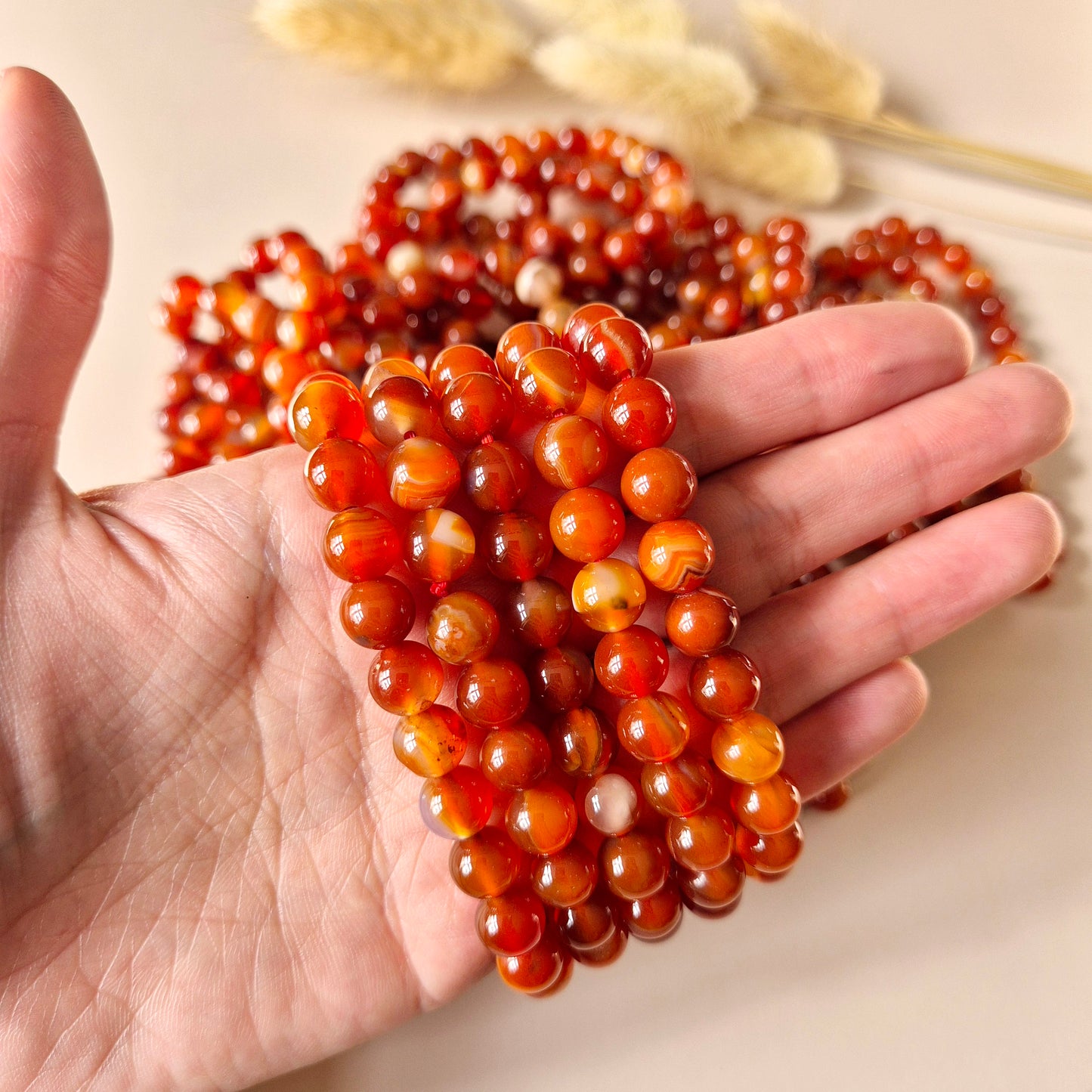 Edelsteen armband met 8mm ronde kralen - Sardonyx