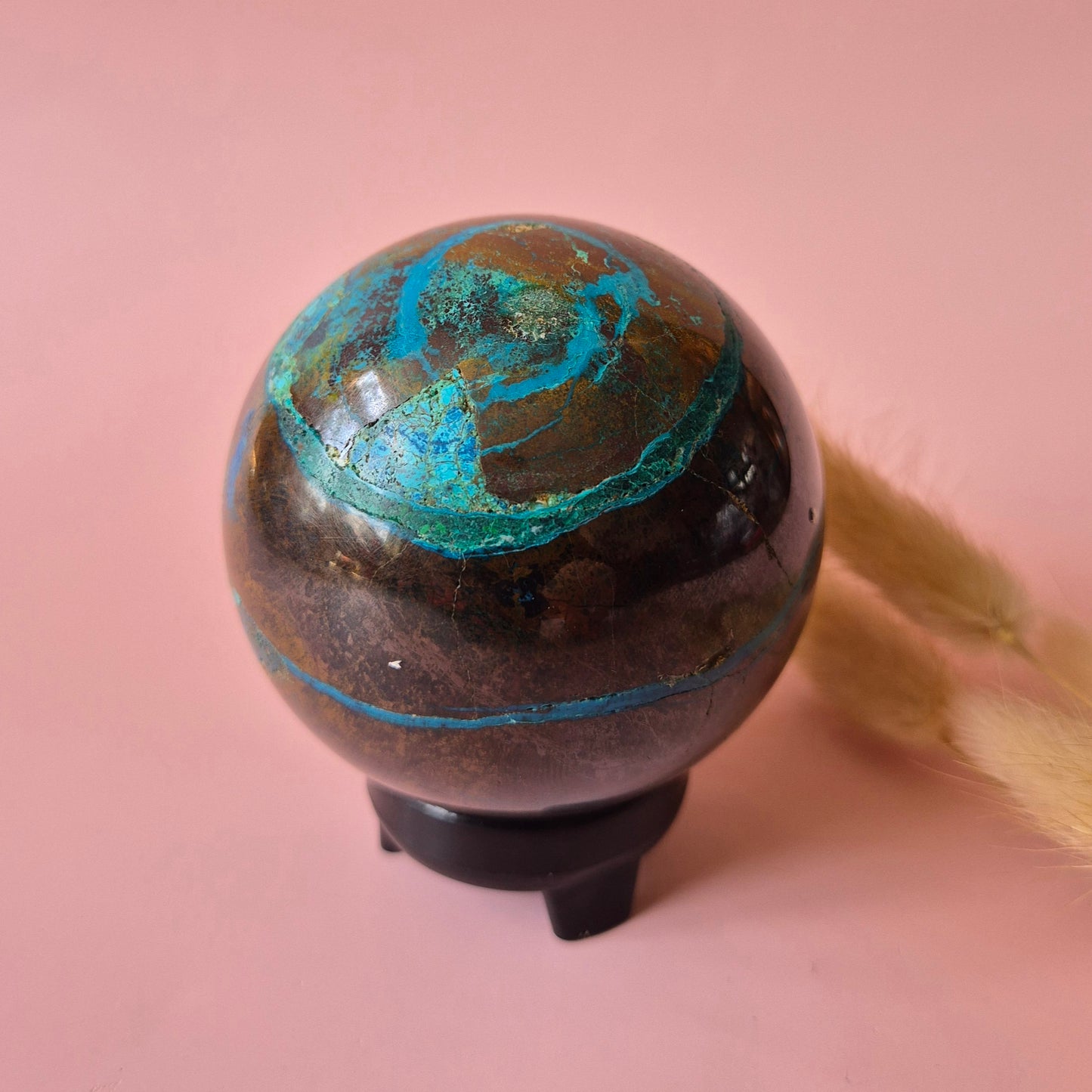 Kristall-Edelstein Chrysokoll-Kugel Nr. 1 – 65 mm – Beruhigend & Erdig