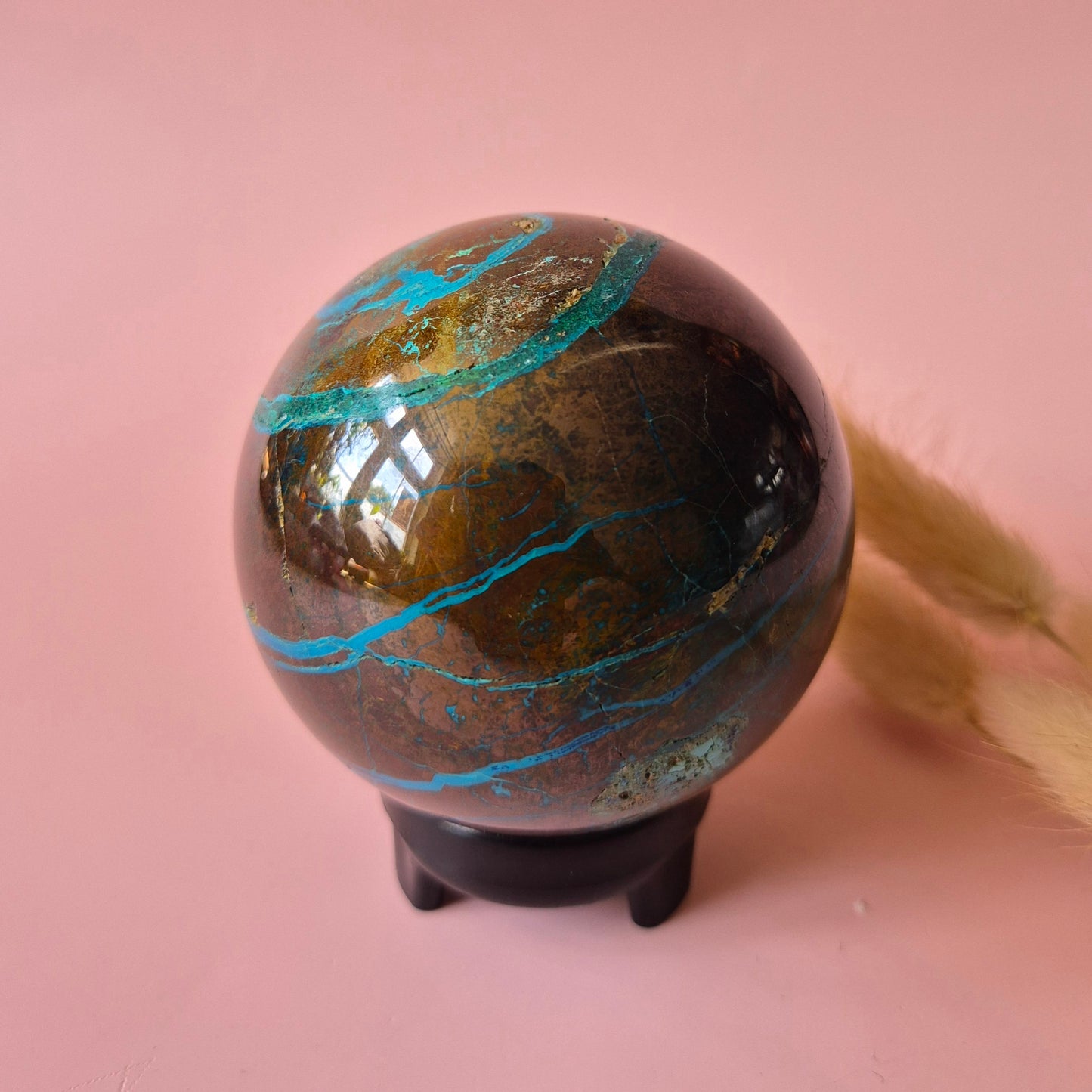 Kristall-Edelstein Chrysokoll-Kugel Nr. 1 – 65 mm – Beruhigend & Erdig