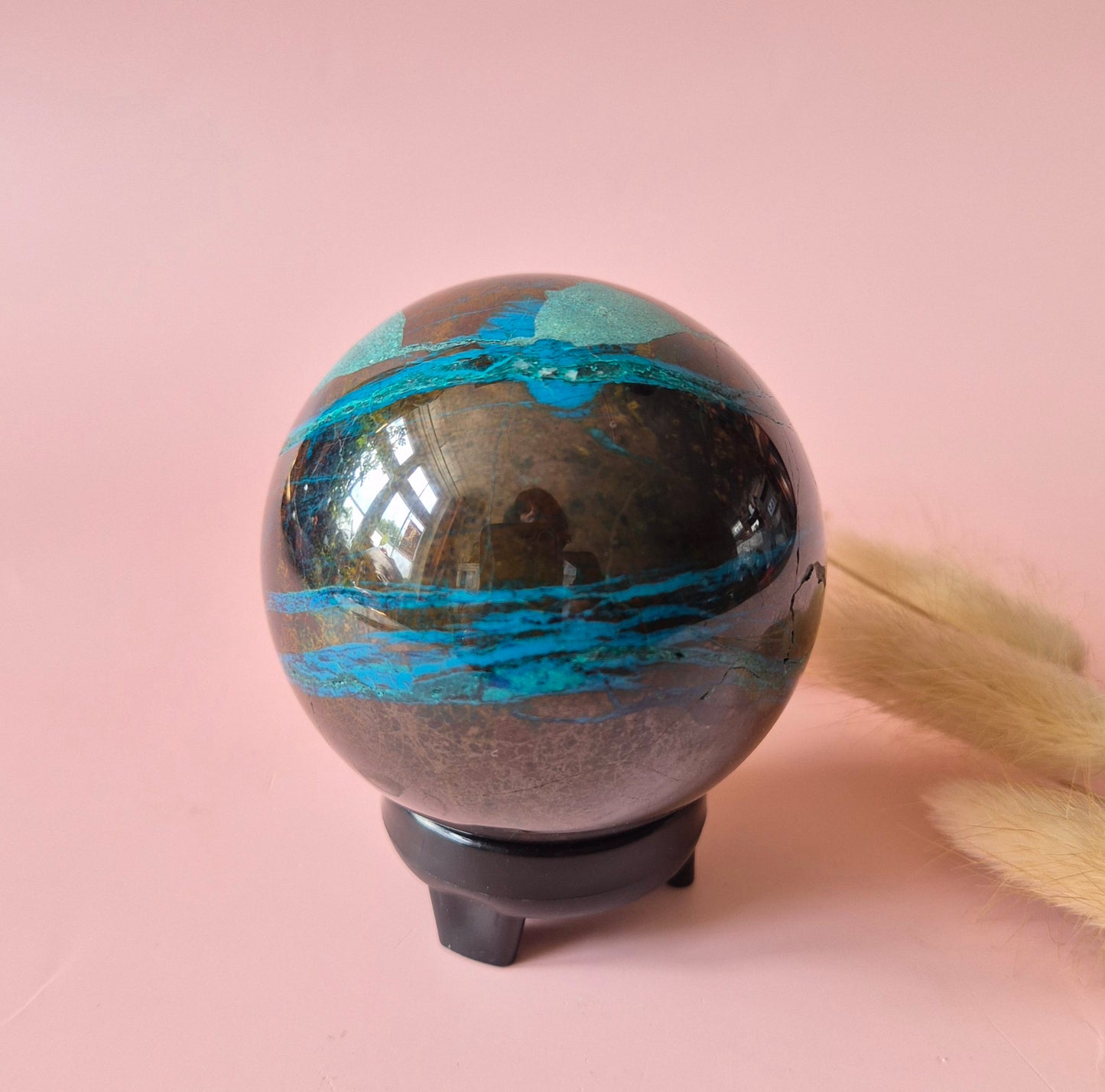 Kristall-Edelstein Chrysokoll-Kugel Nr. 3 – 65 mm – Beruhigend & Erdig