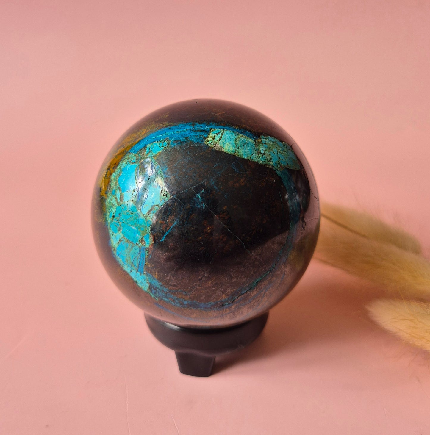 Kristall-Edelstein Chrysokoll-Kugel Nr. 4 – 65 mm – Beruhigend & Erdig