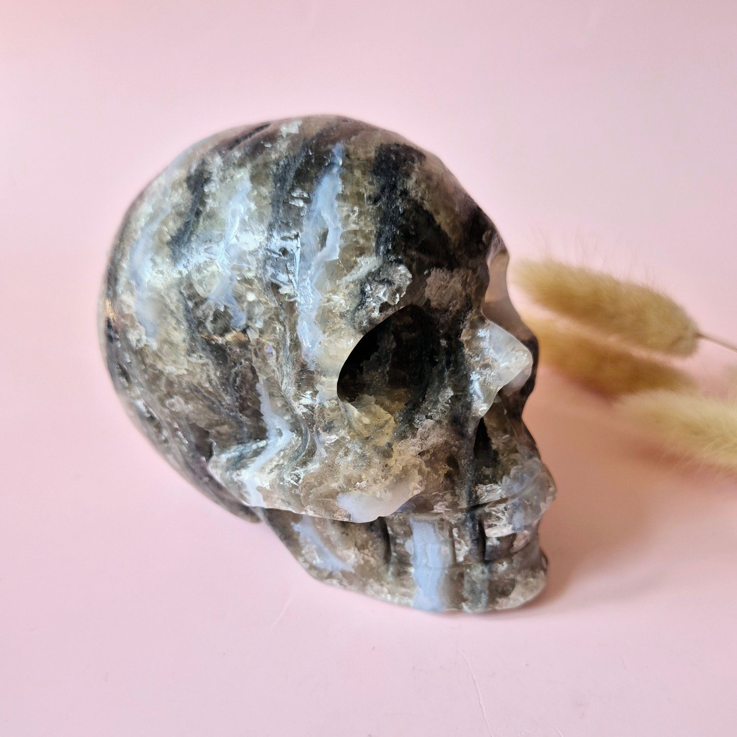 XXL Edelsteen Druzy Skull Fluoriet Schedel - #1 986gram