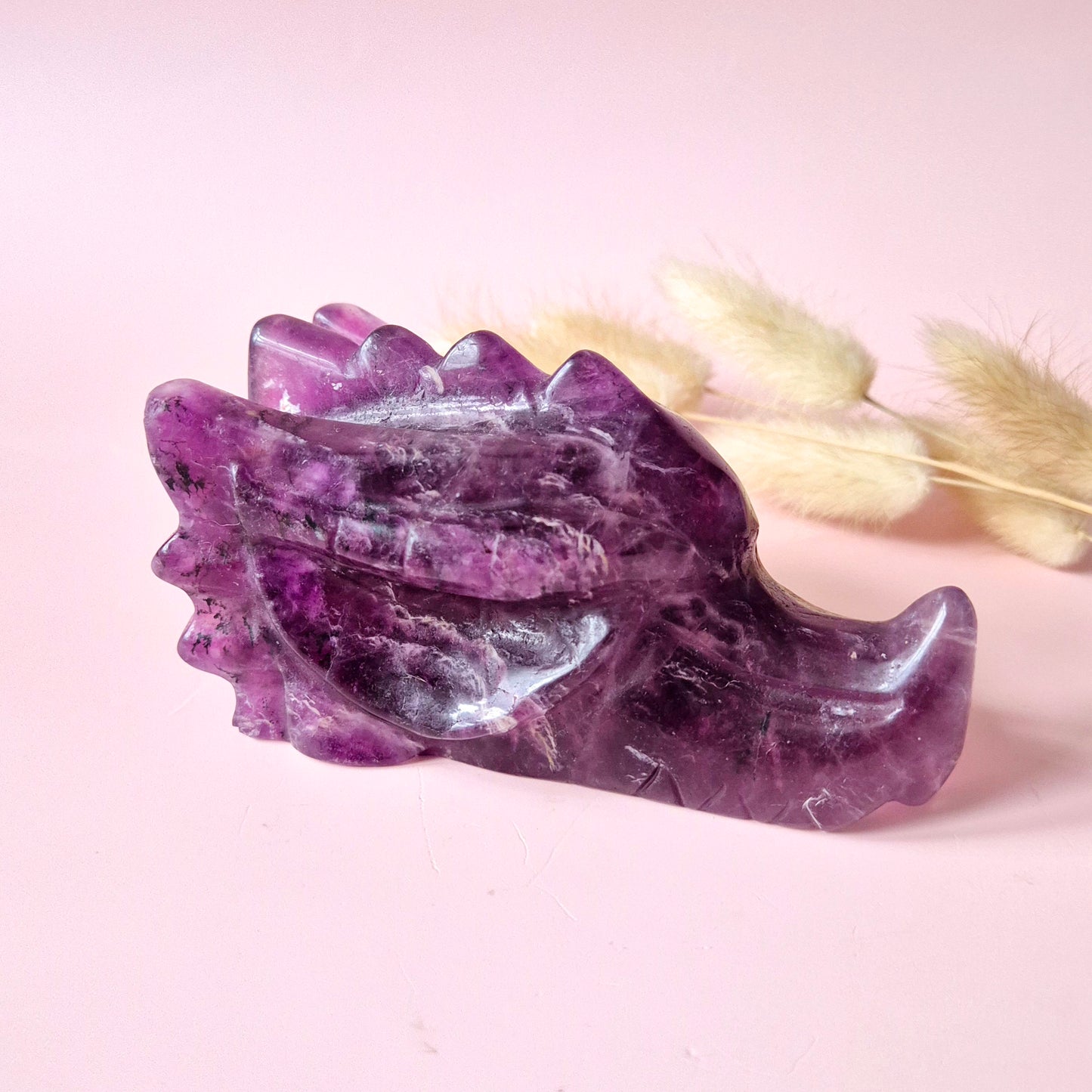 Gemstone Purple Mica Dragon Skull | Mysticism, Intuition & Powerful Protection Dragon Skull