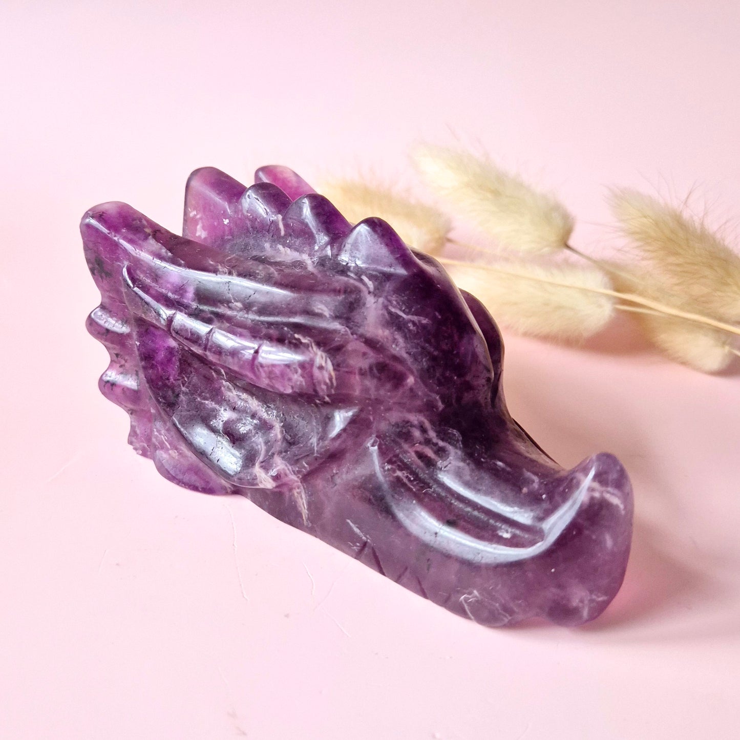Gemstone Purple Mica Dragon Skull | Mysticism, Intuition & Powerful Protection Dragon Skull