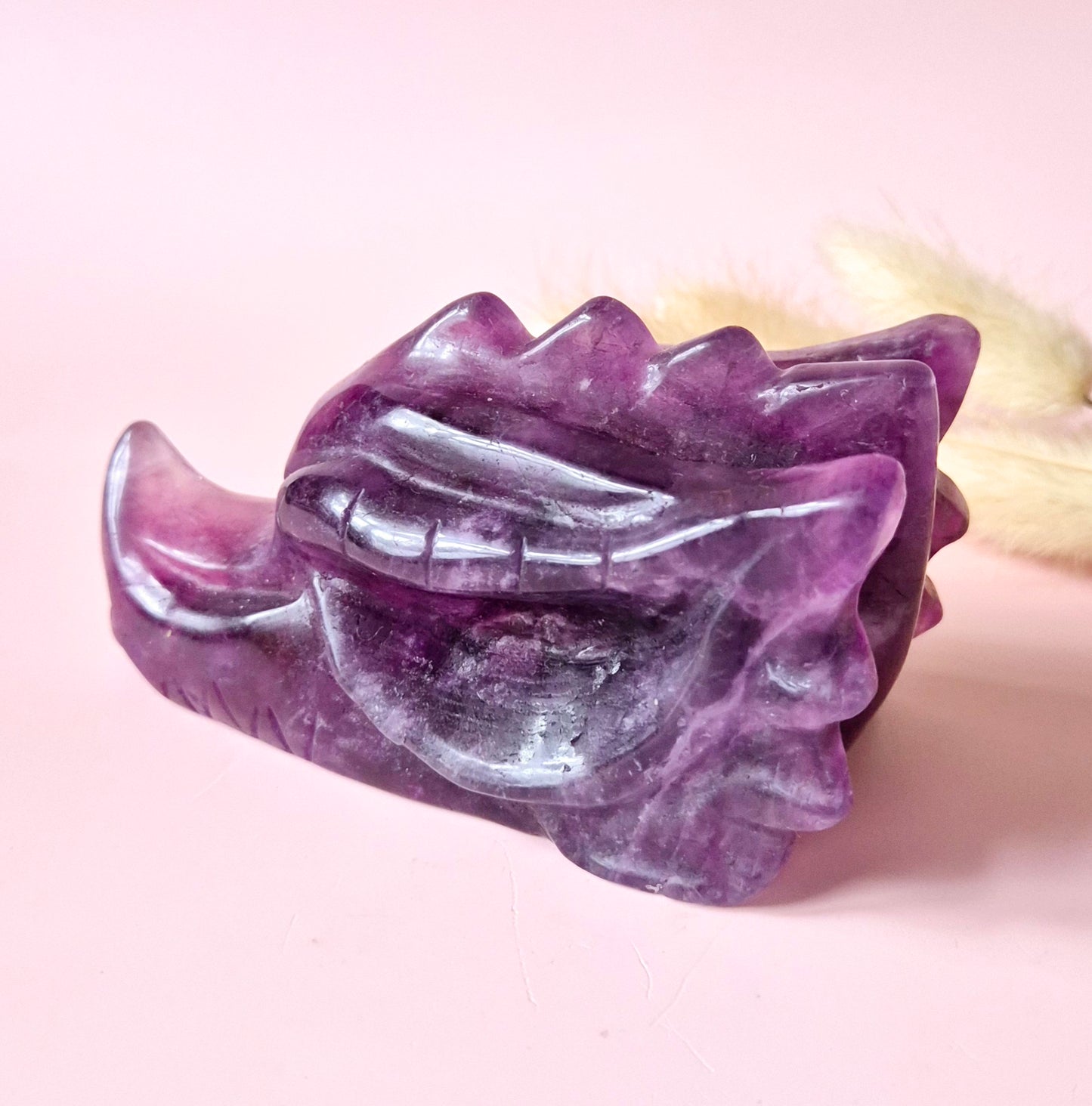 Gemstone Purple Mica Dragon Skull | Mysticism, Intuition & Powerful Protection Dragon Skull